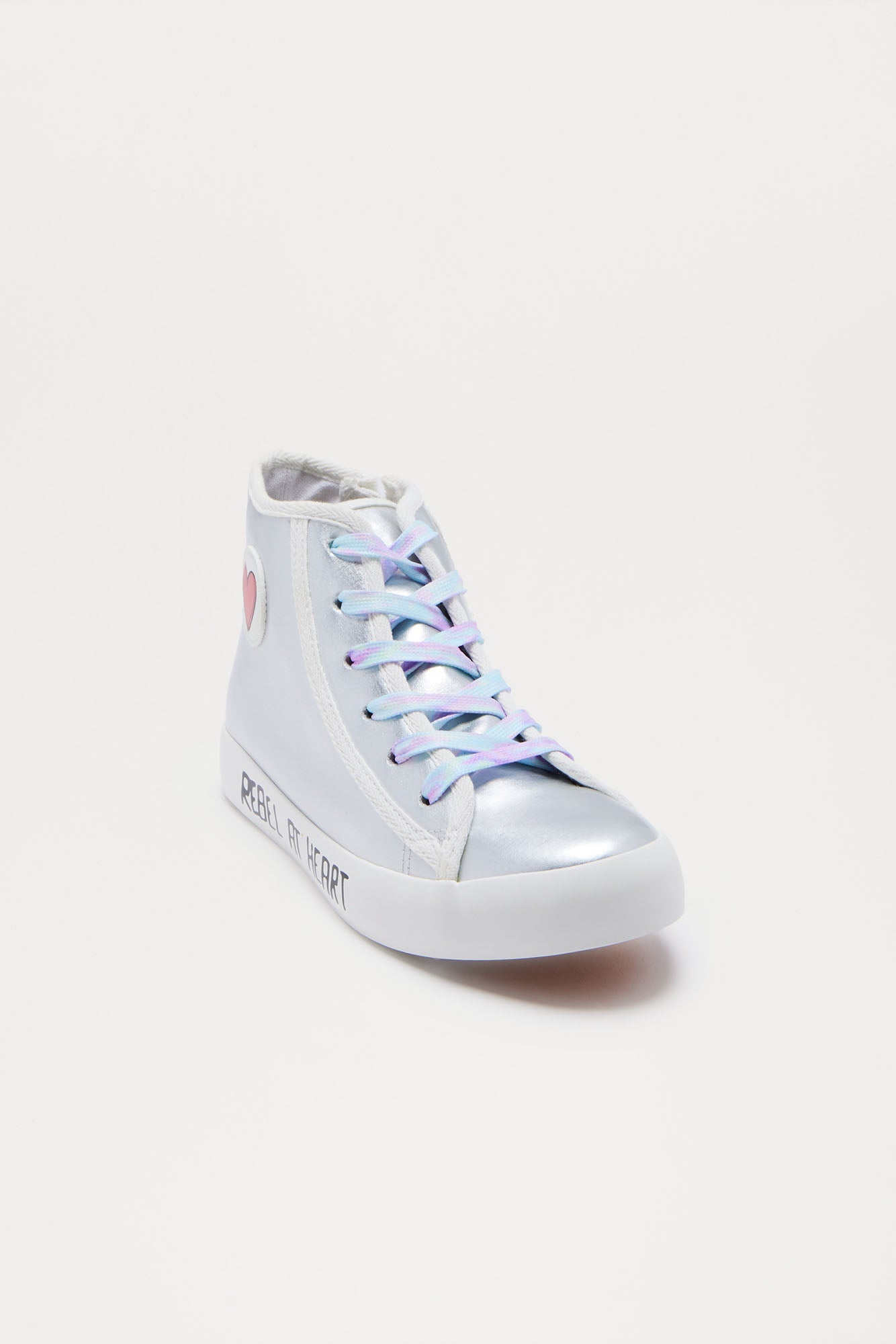 Mini Rebel At Heart High Top Metallic Sneaker - Silver