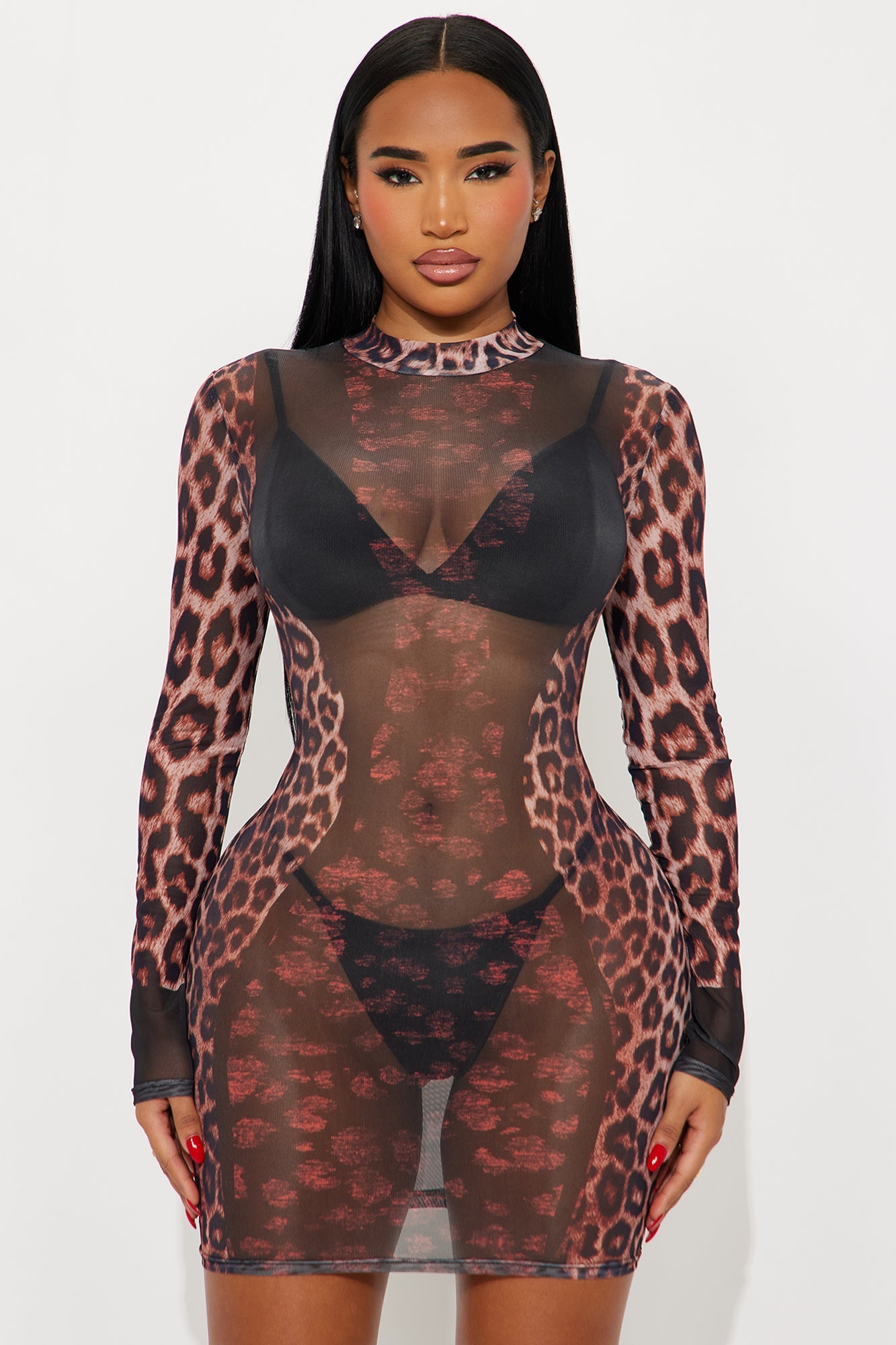 Sassy And Sheer Mesh Mini Dress - Black/combo