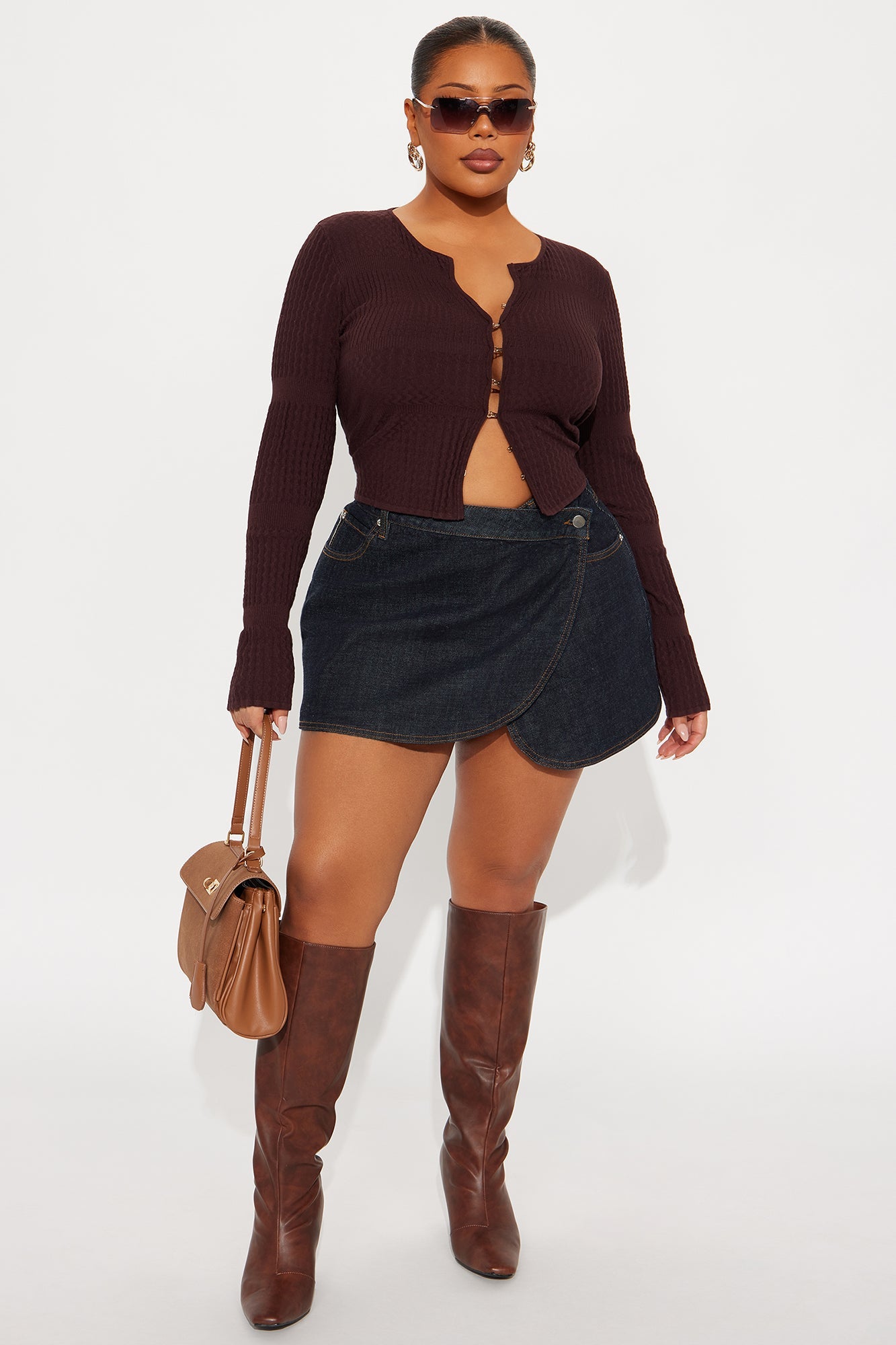 The Jaden Hardware Cardigan - Chocolate