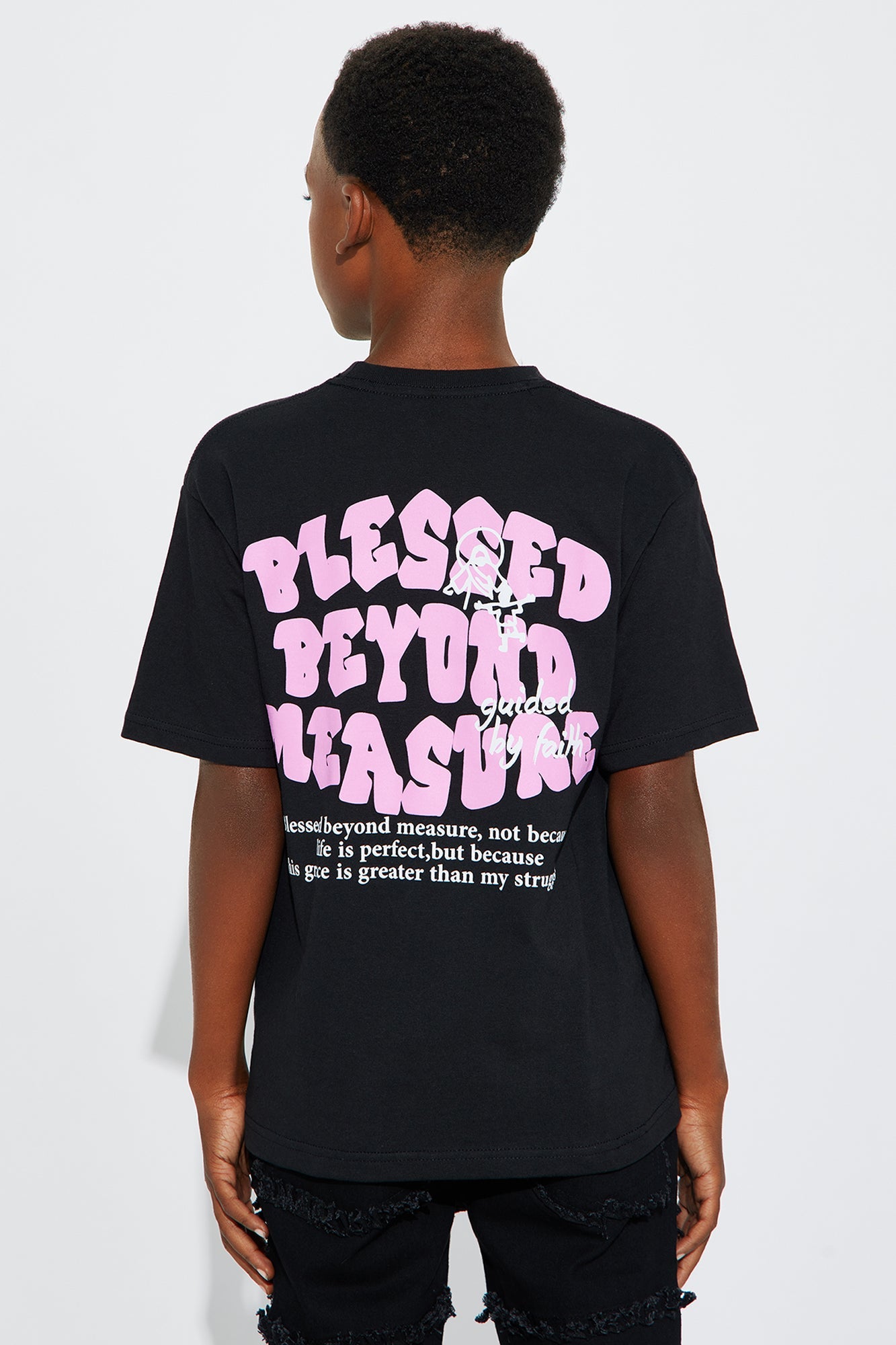 Mini Blessed Beyond Measure Front/Back Short Sleeve Tee - Black