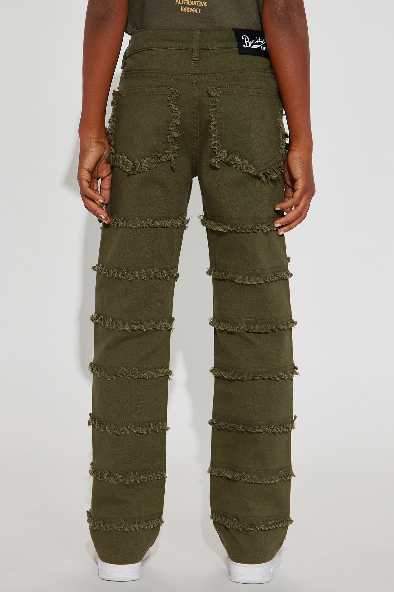 Mini Matthew Stacked Flare Rip And Repair Jeans - Olive