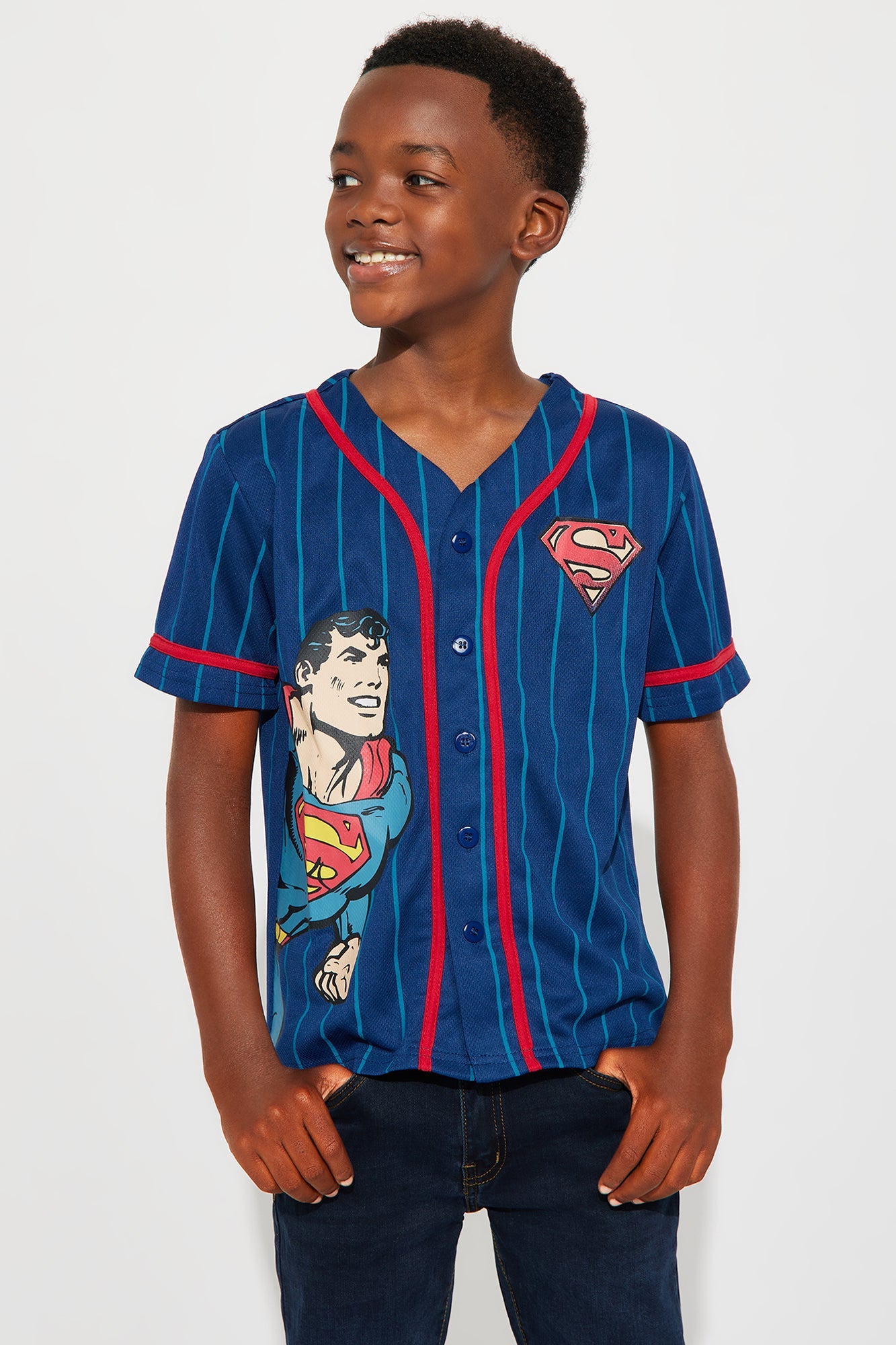 Mini Superman Baseball Jersey - Navy
