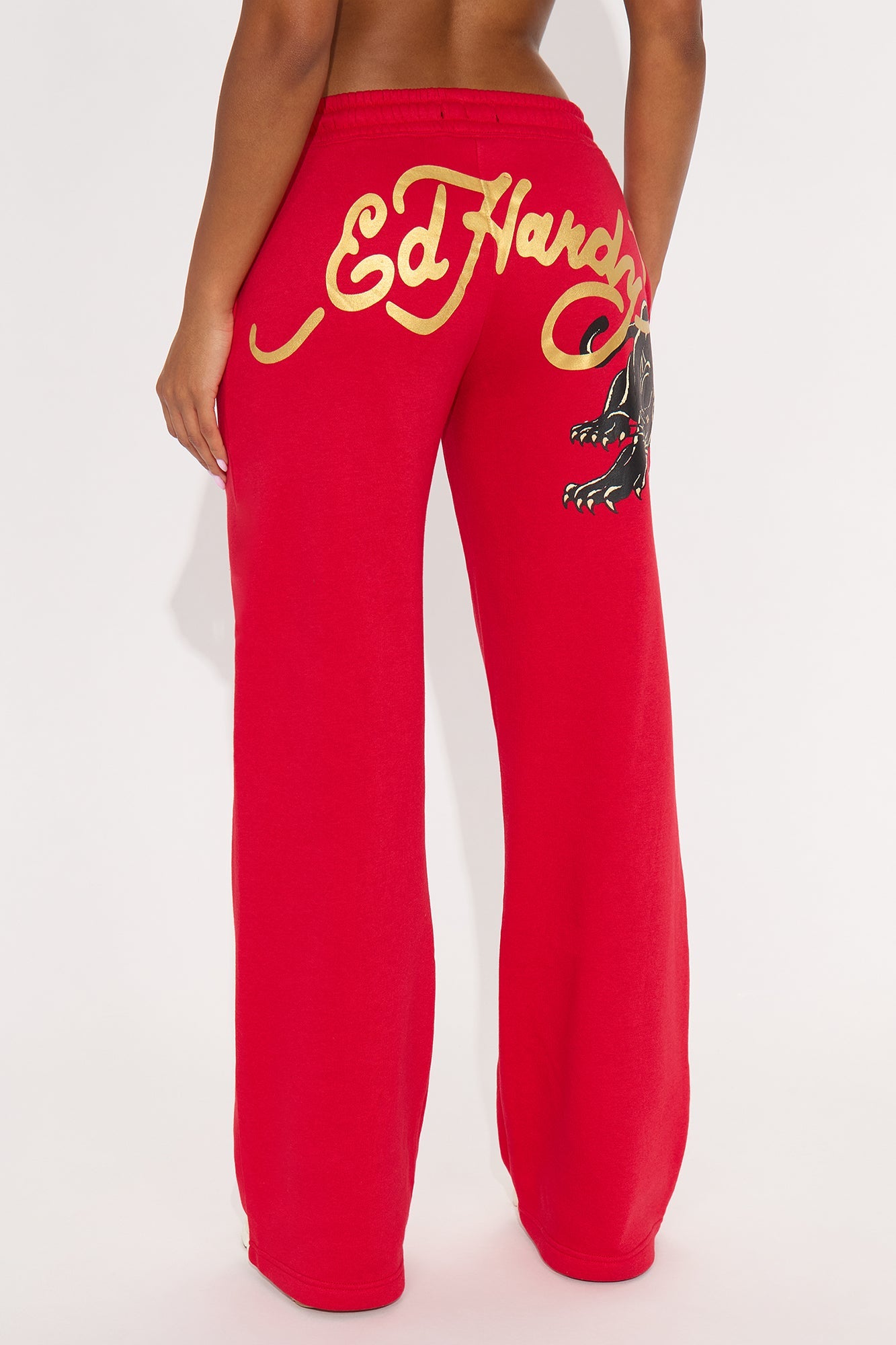 Ed Hardy Black Panther Wide Leg Pant - Red