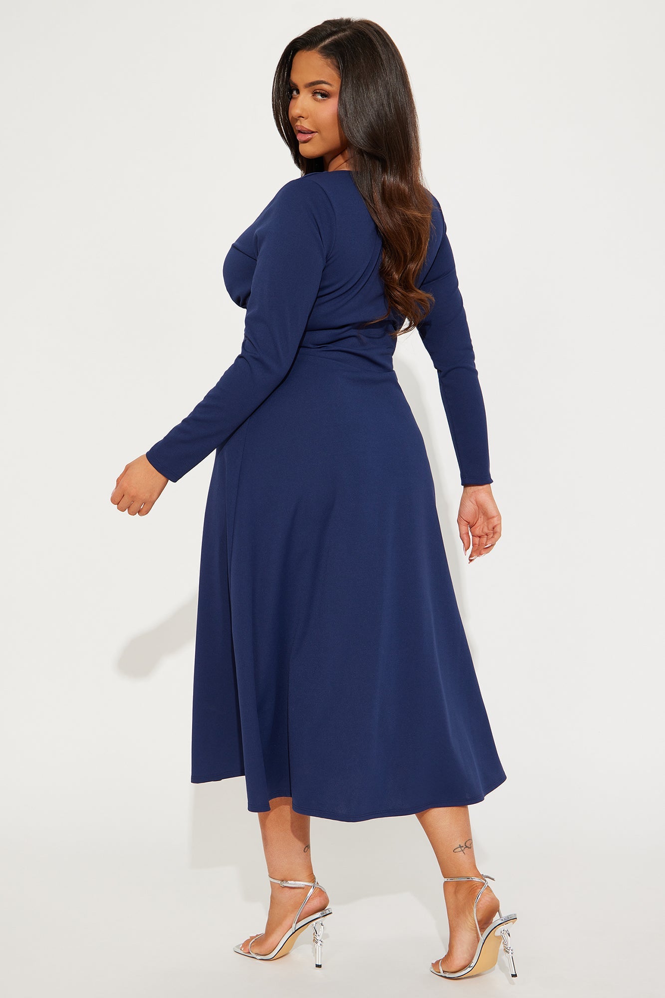 Charolette Long Sleeve Midi Dress - Navy
