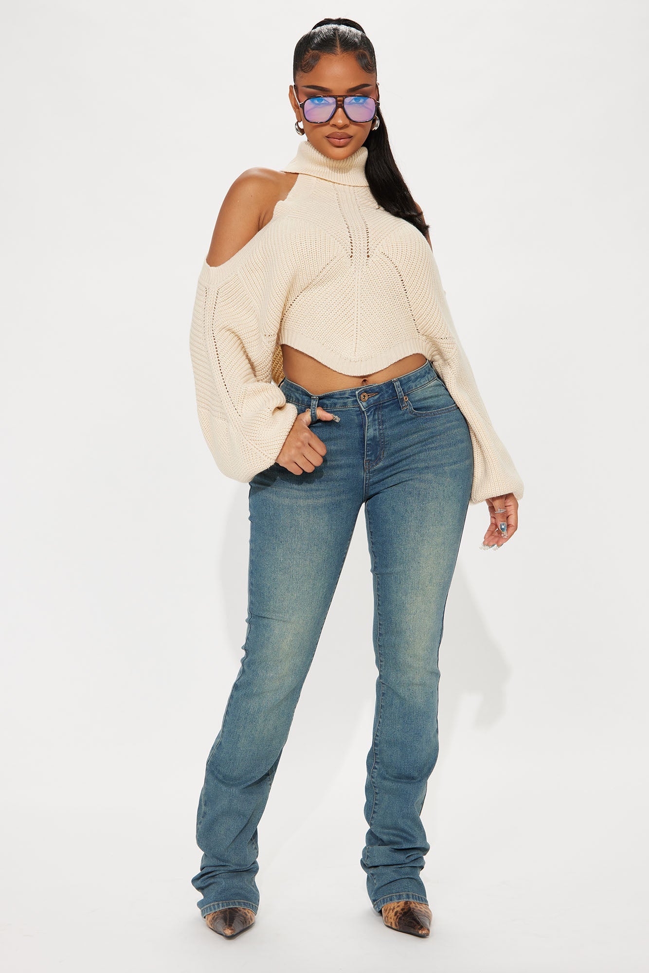 Karasi Cold Shoulder Sweater - Oatmeal