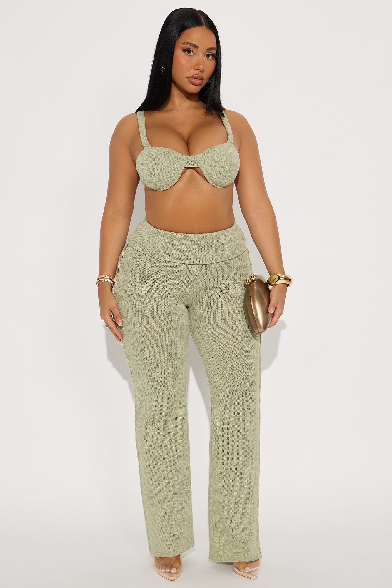 Summer Seashell Pant Set - Sage