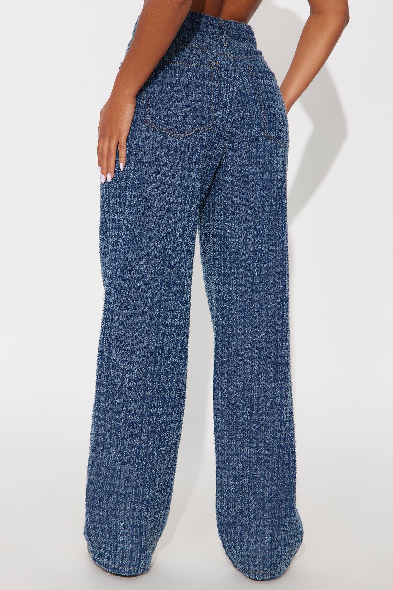 Madison Textured Straight Leg Jeans - Dark Wash