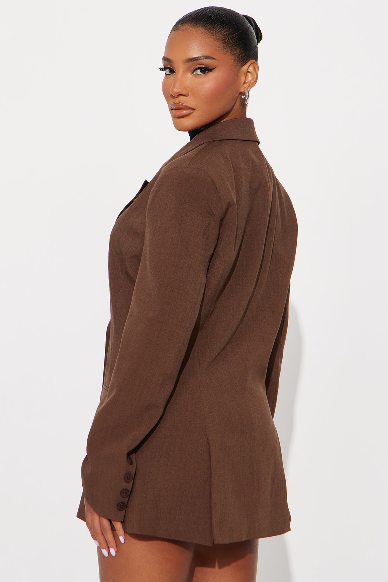Giselle Double Breasted Hourglass Blazer - Chocolate