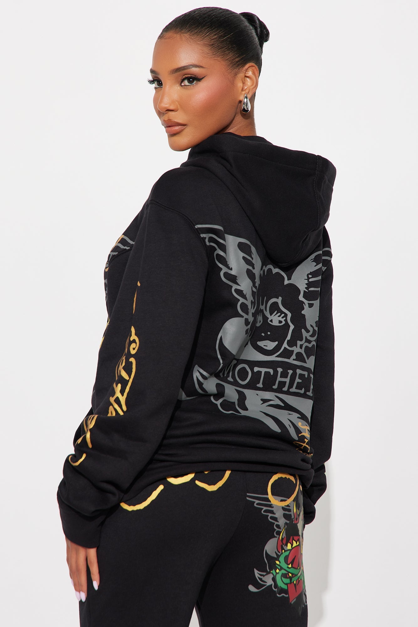 Ed Hardy Sacred Heart Oversized Hoodie - Black