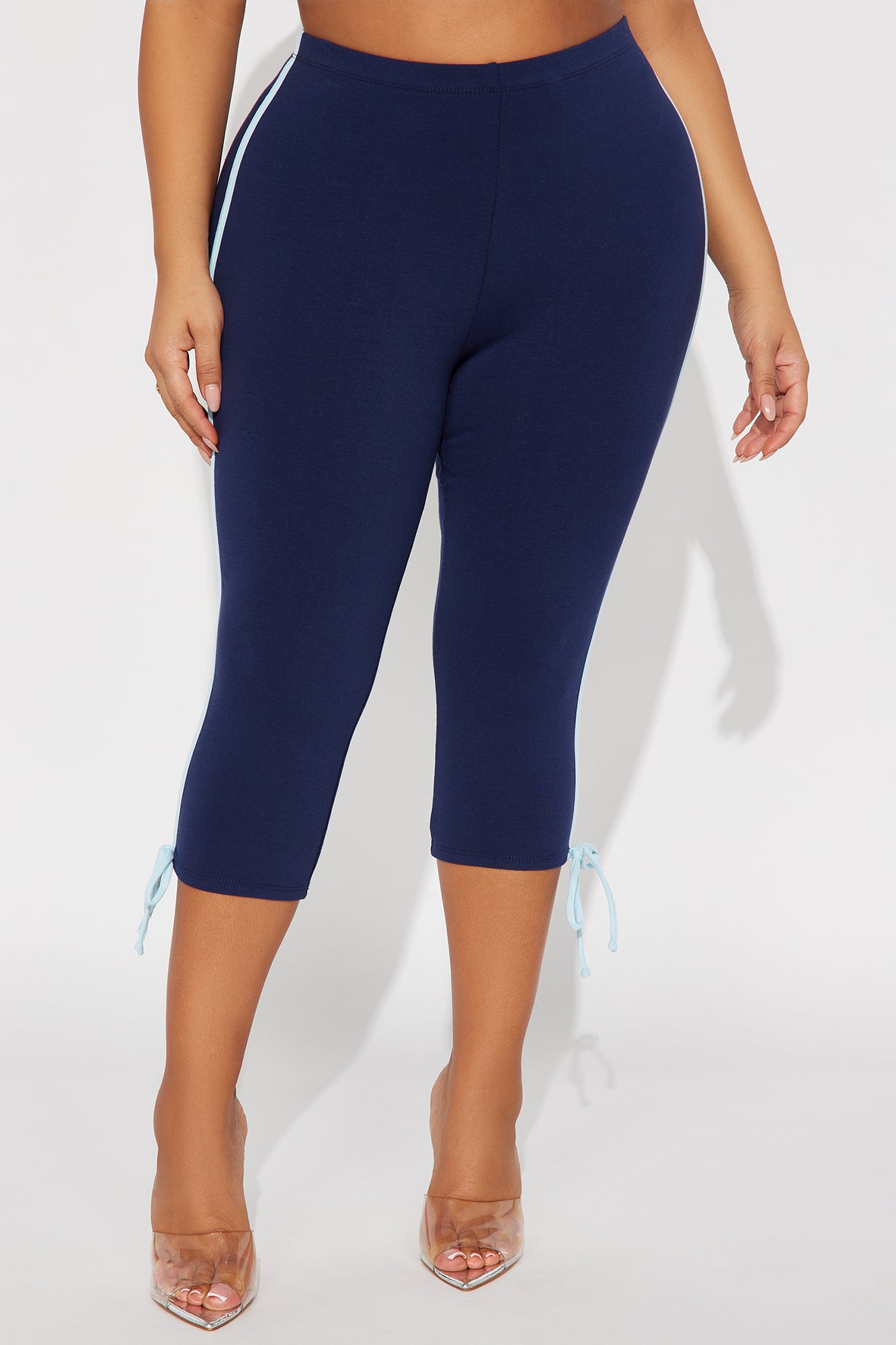 Lana Striped Capri Legging - Navy