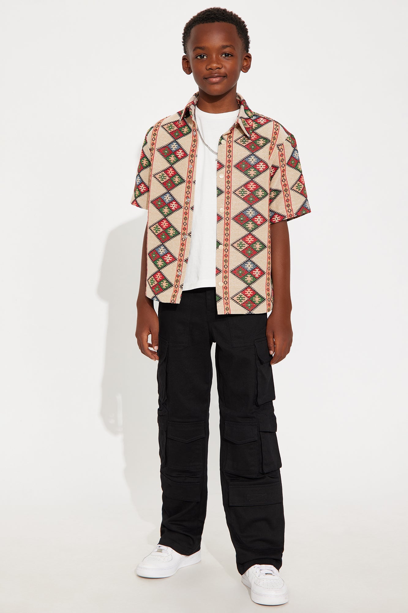 Mini Tribal Tapestry Button Up Shirt - Multi Color