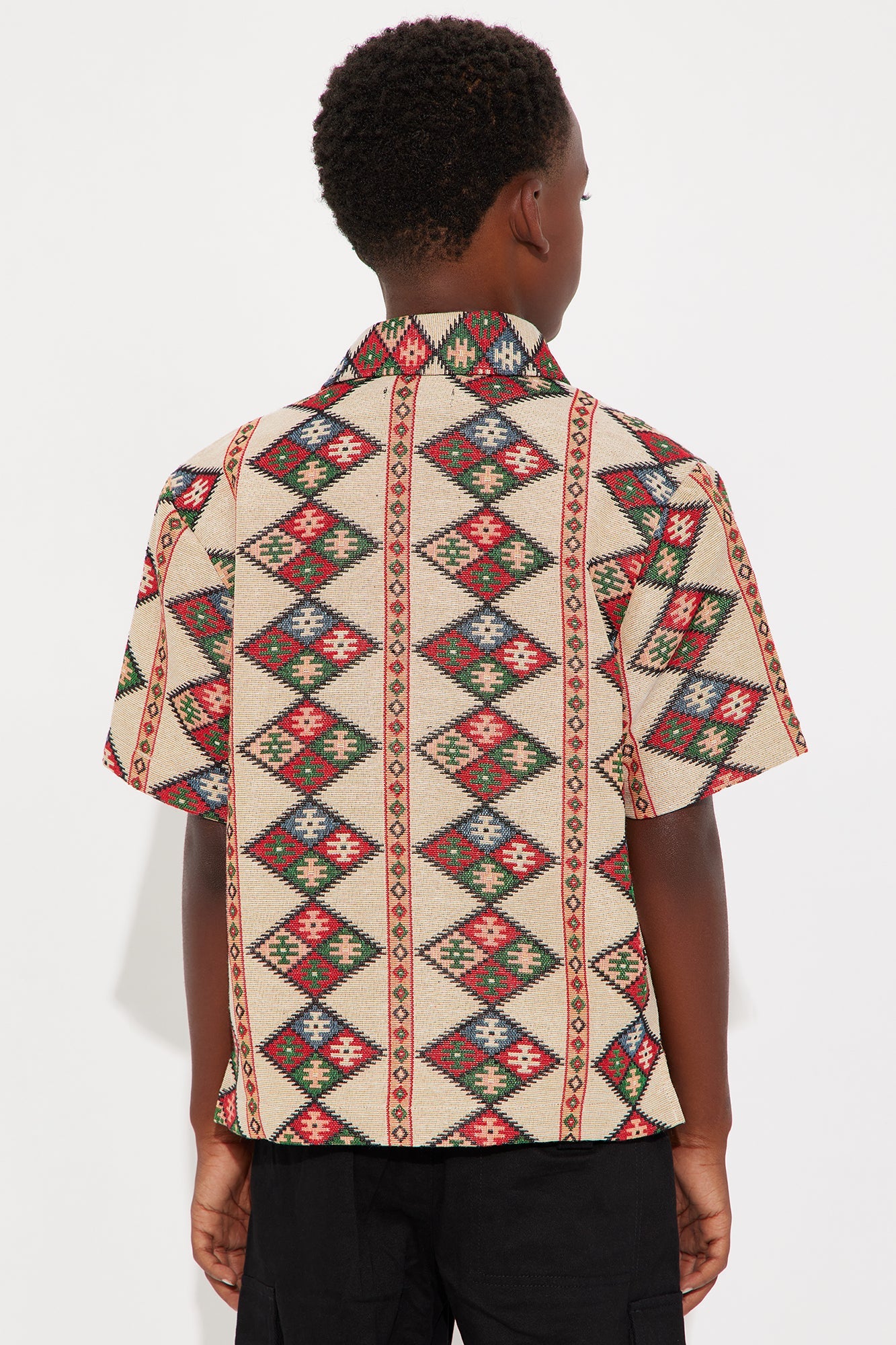 Mini Tribal Tapestry Button Up Shirt - Multi Color