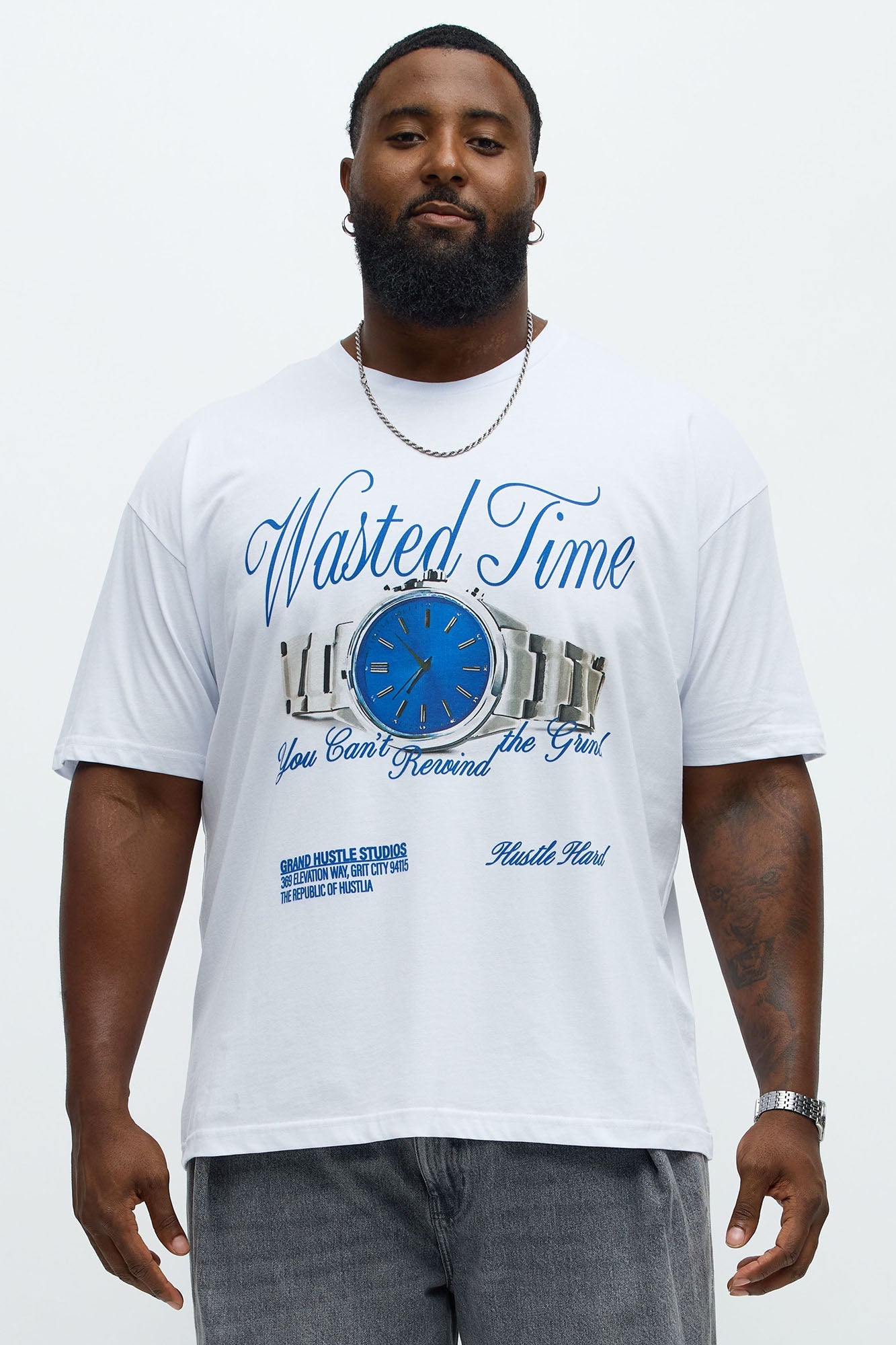 Stop Wasting Time Hustle Short Sleeve Tee - White