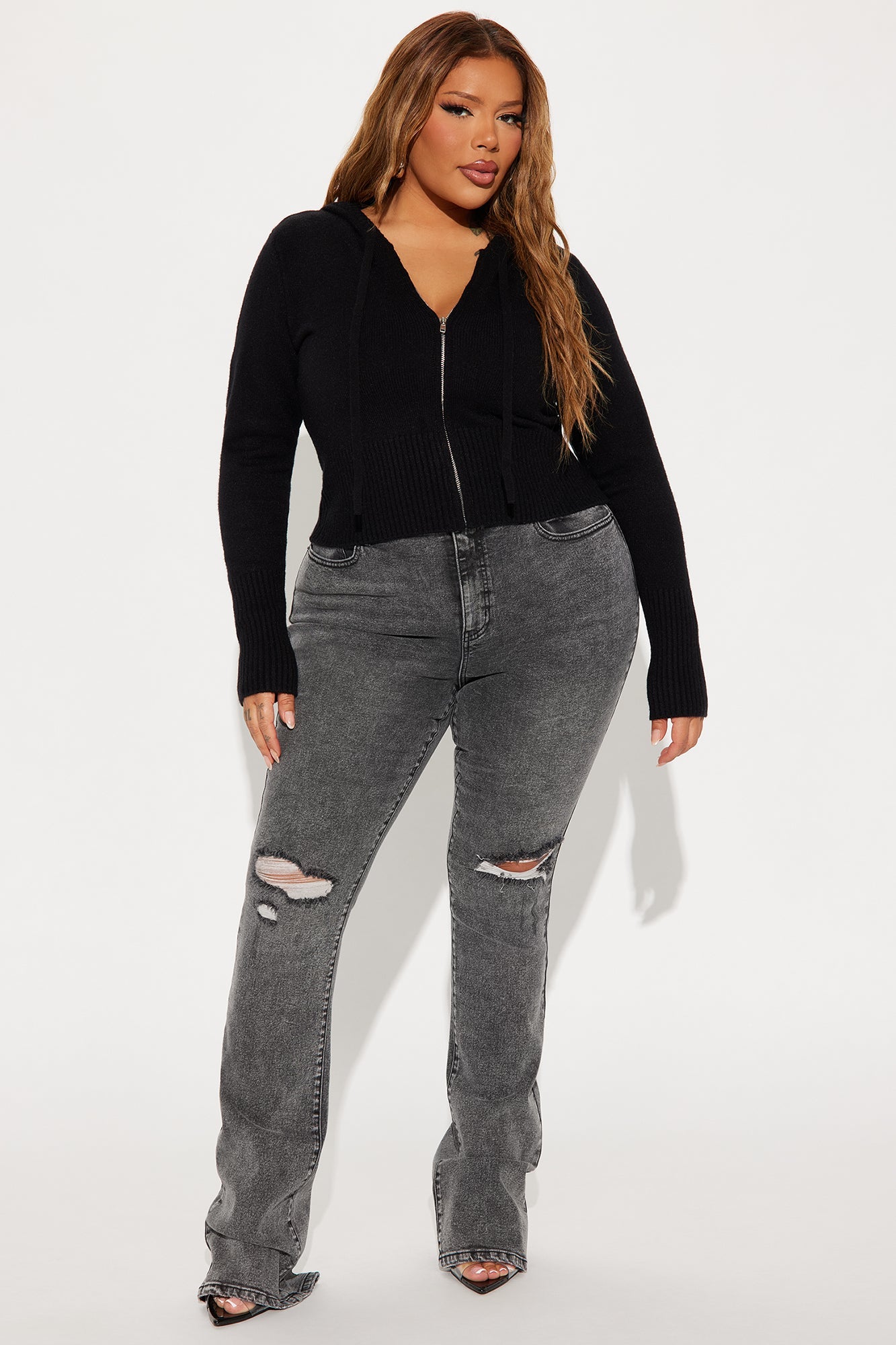 Lana Zip Up Sweater - Black