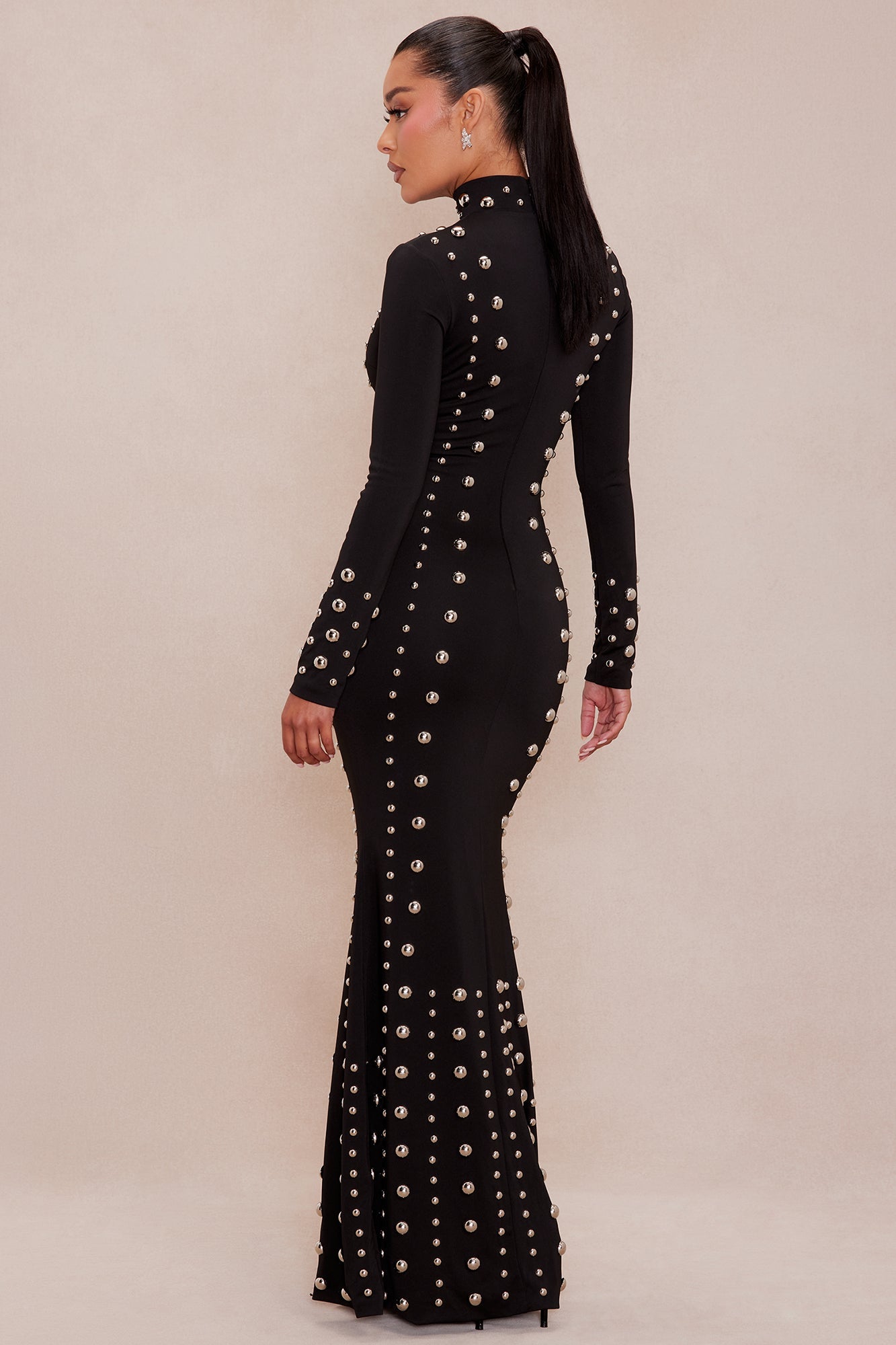 Vixen Studded Maxi Dress - Black