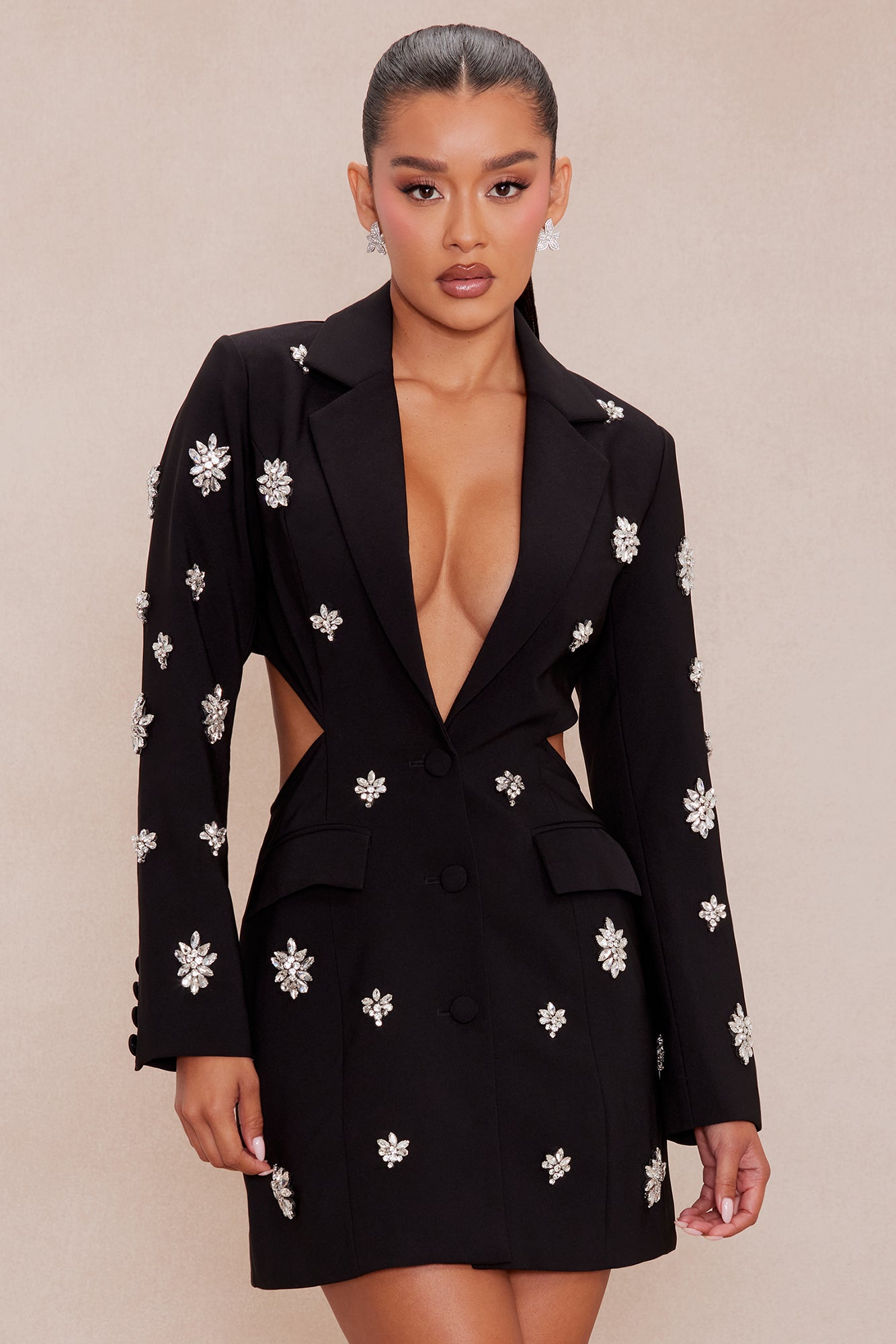 Verona Embellished Blazer Dress - Black
