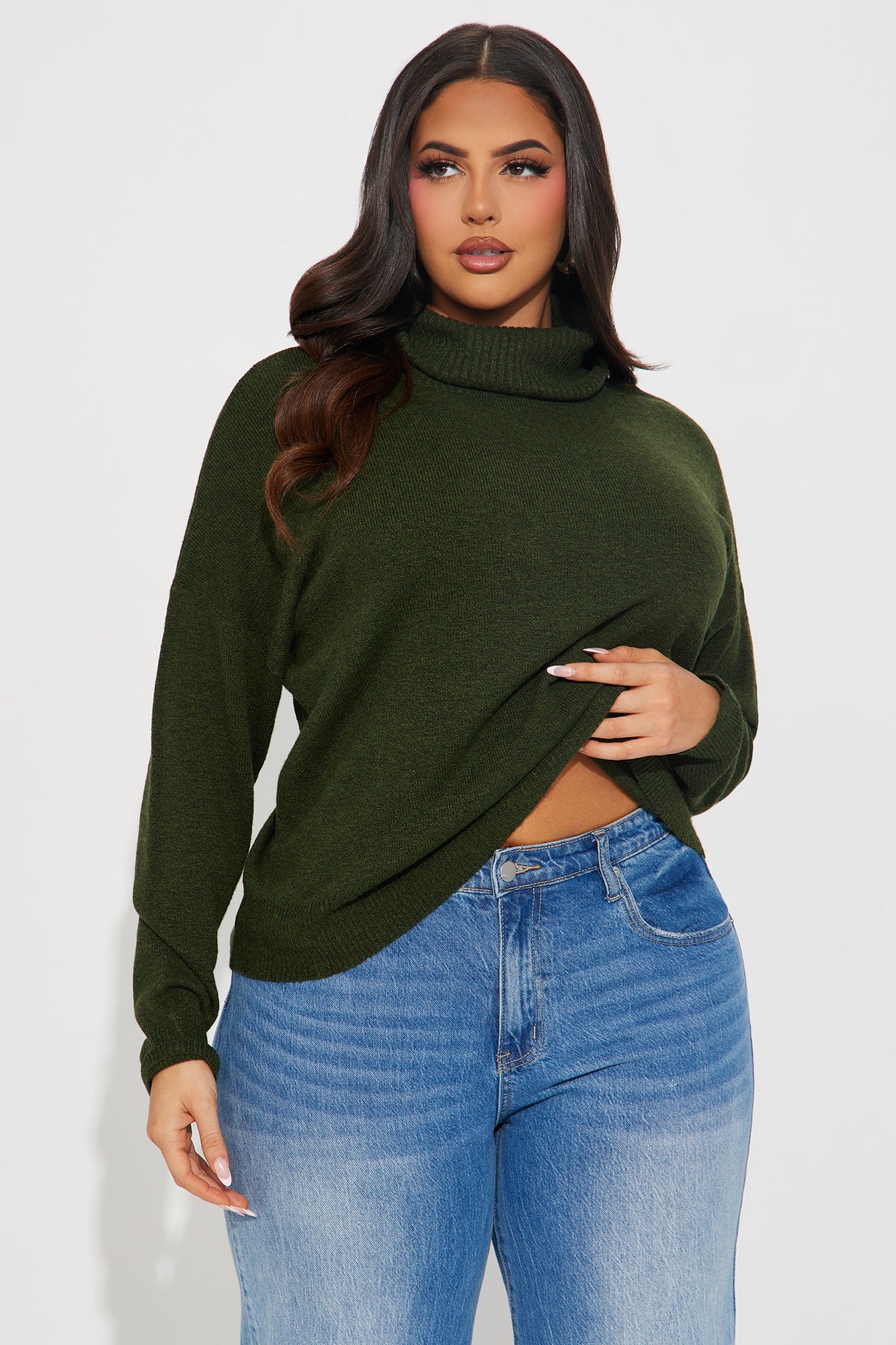 Snow Day Turtleneck Sweater - Olive