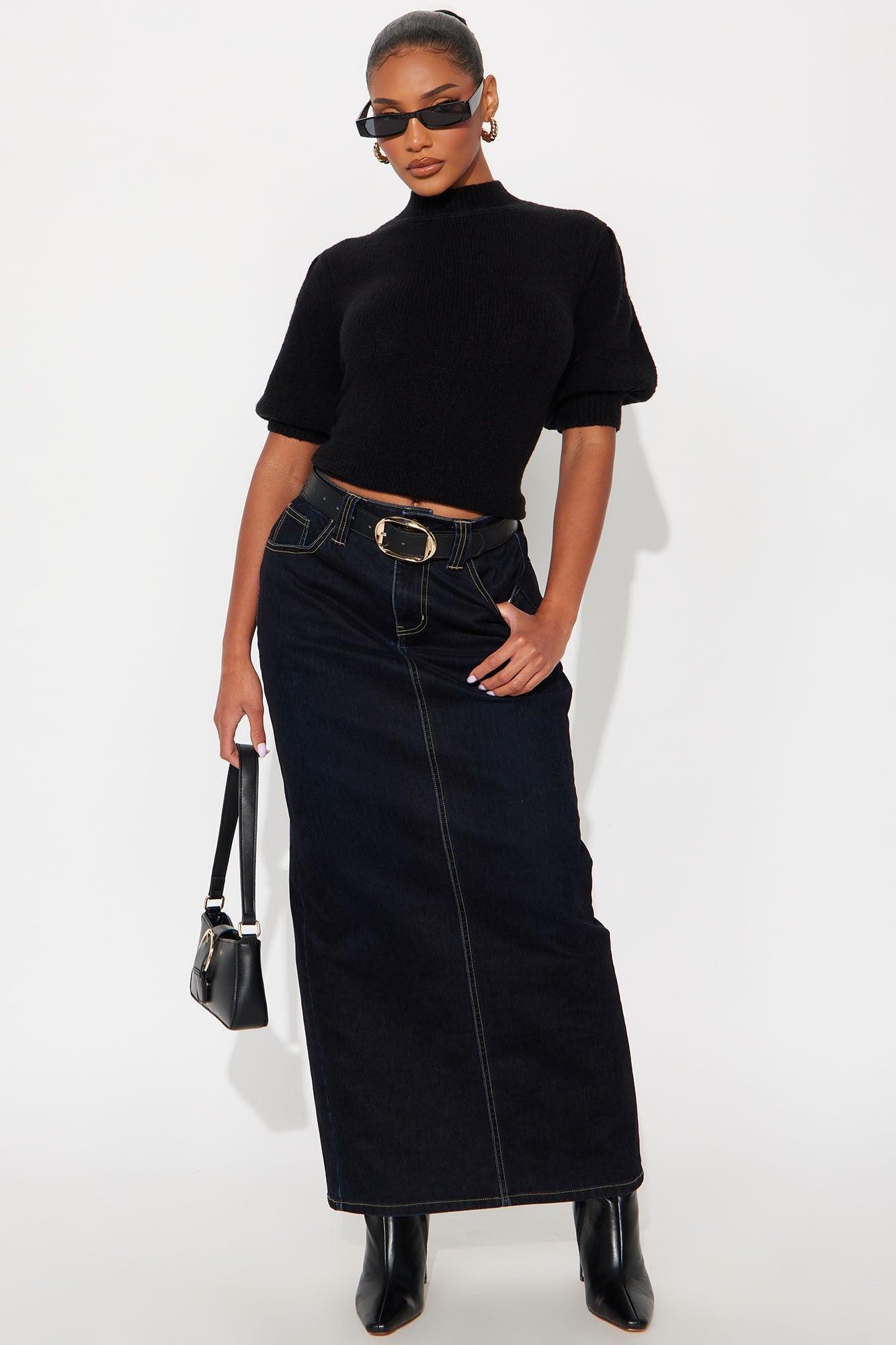 Sweet Sensation Mock Neck Sweater - Black
