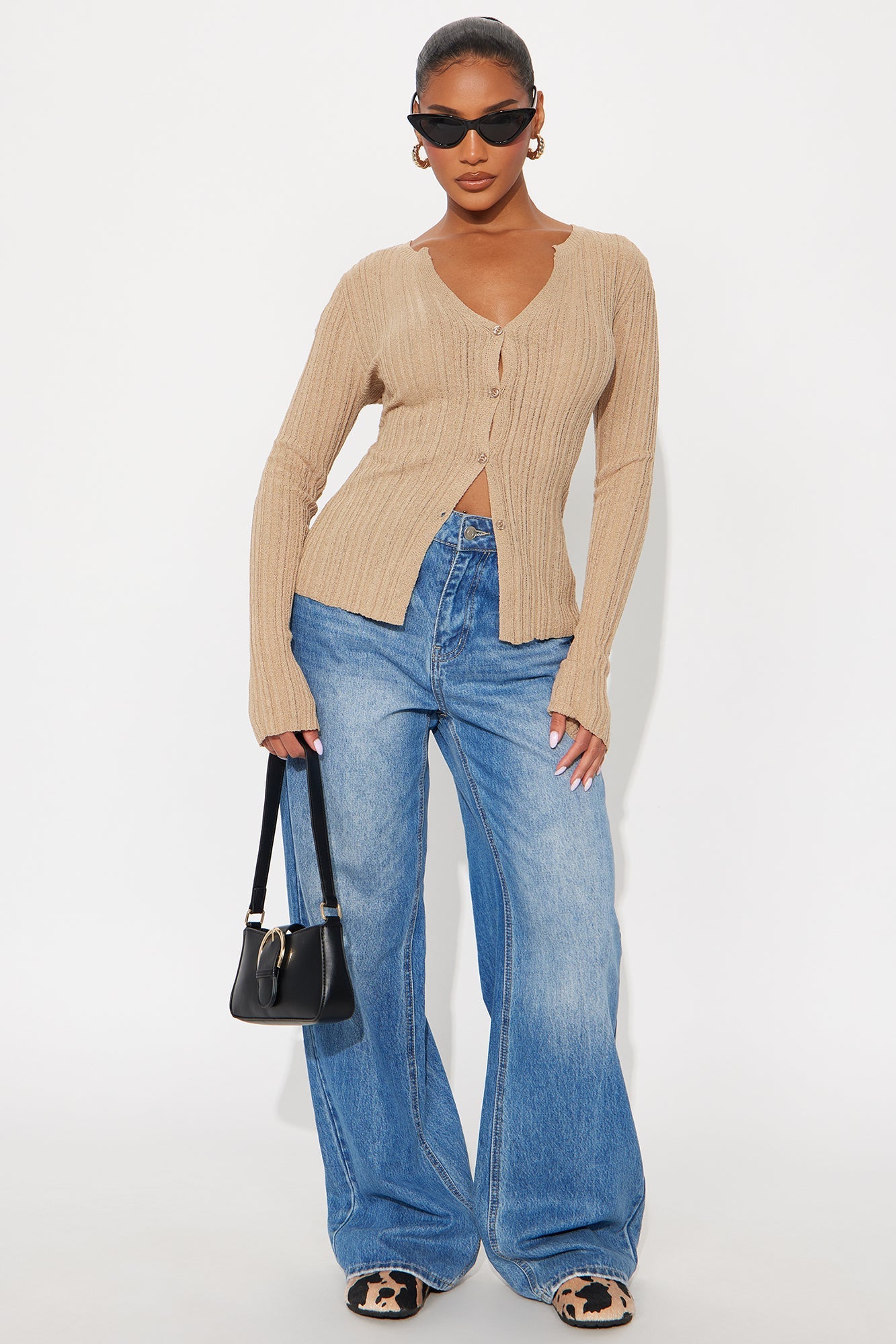 One More Chance Plisse Cardigan - Taupe