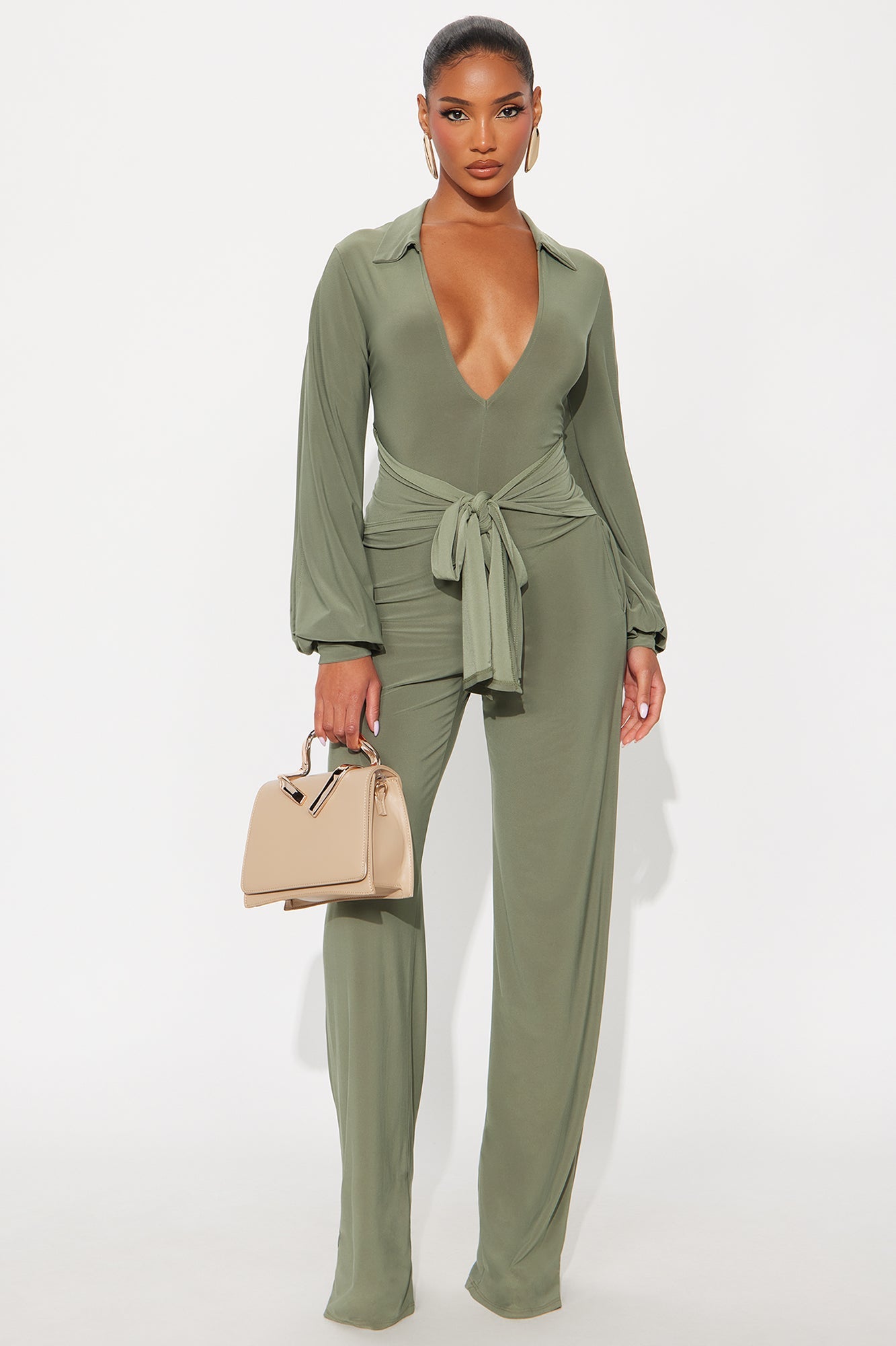 Leona Wide Leg Jumpsuit - Olive