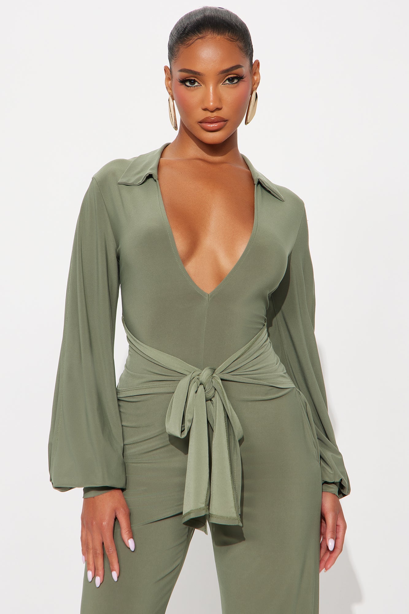 Leona Wide Leg Jumpsuit - Olive