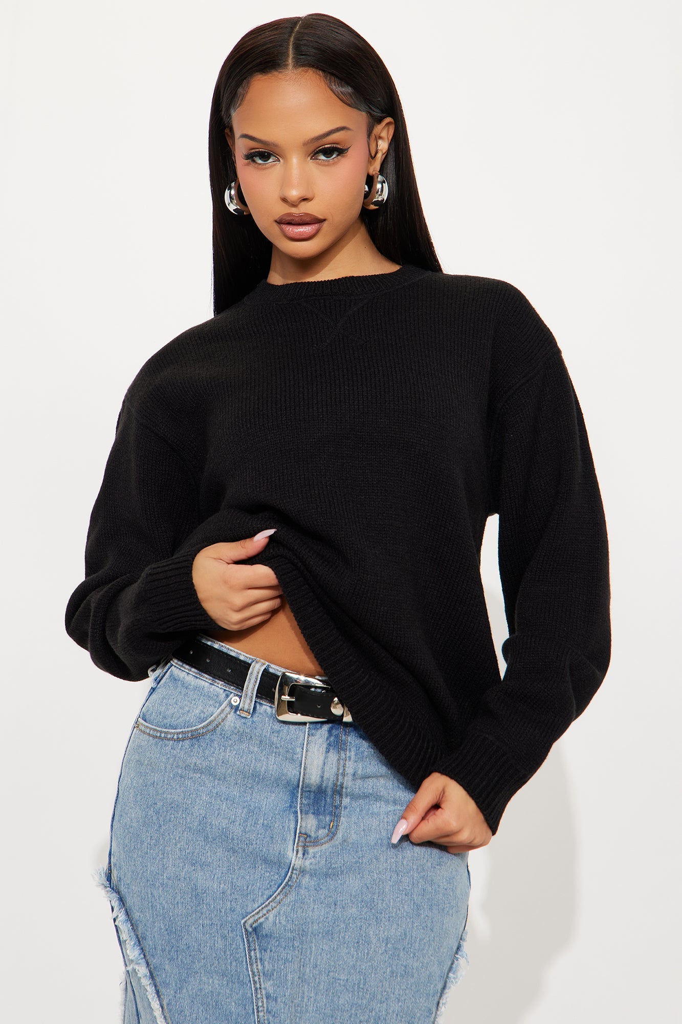 The Cozy Days Pullover Sweater - Black