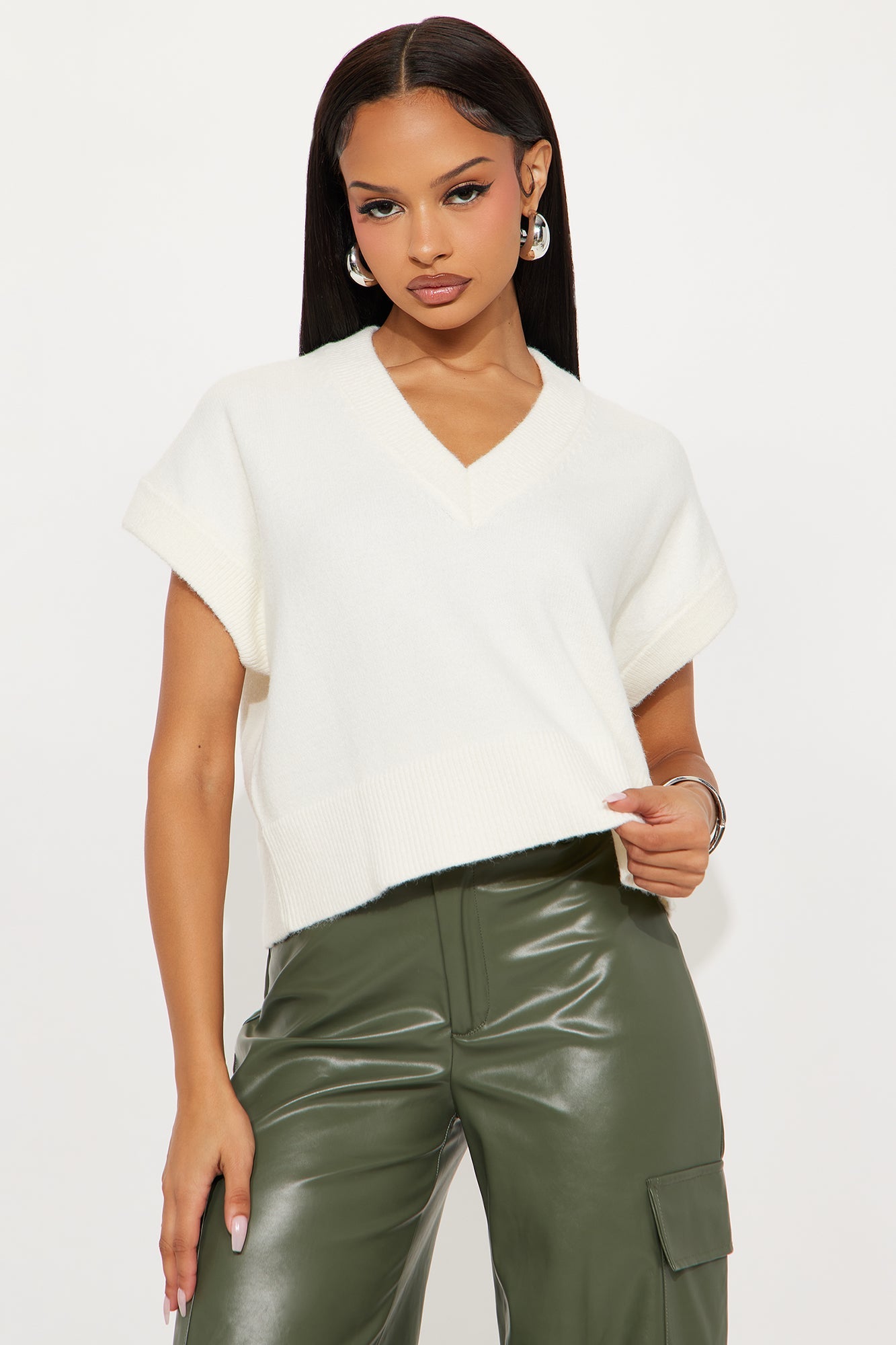 Cuddle Me V Neck Sweater - Cream