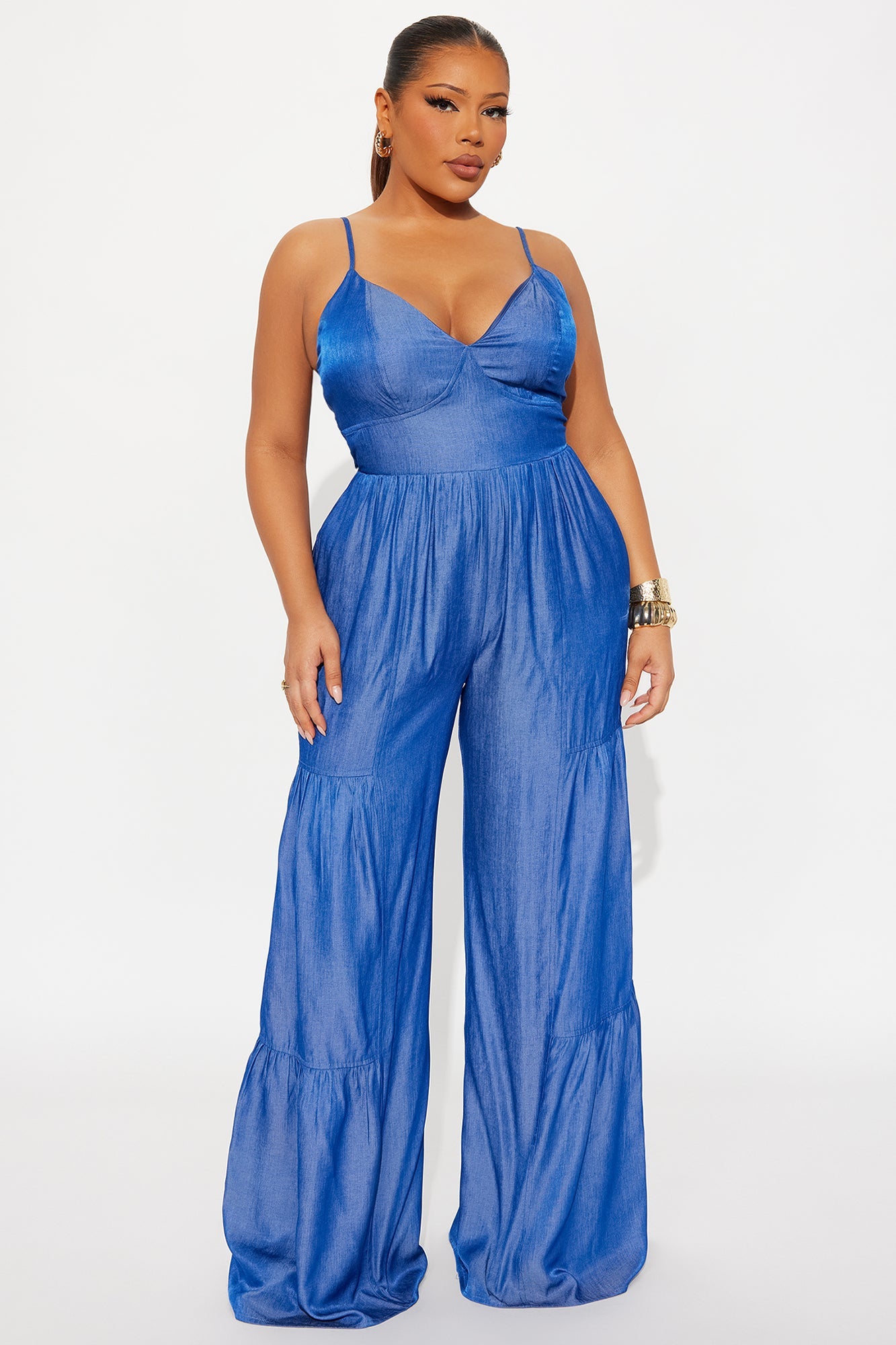 Pretty Girl Vibe Tiered Jumpsuit - Dark Wash