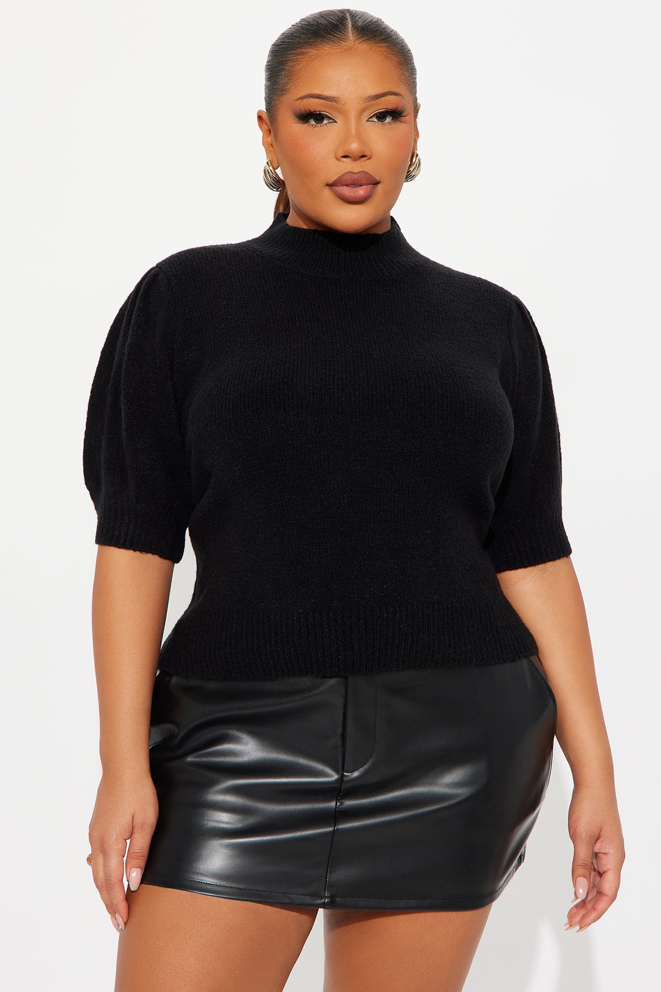 Sweet Sensation Mock Neck Sweater - Black