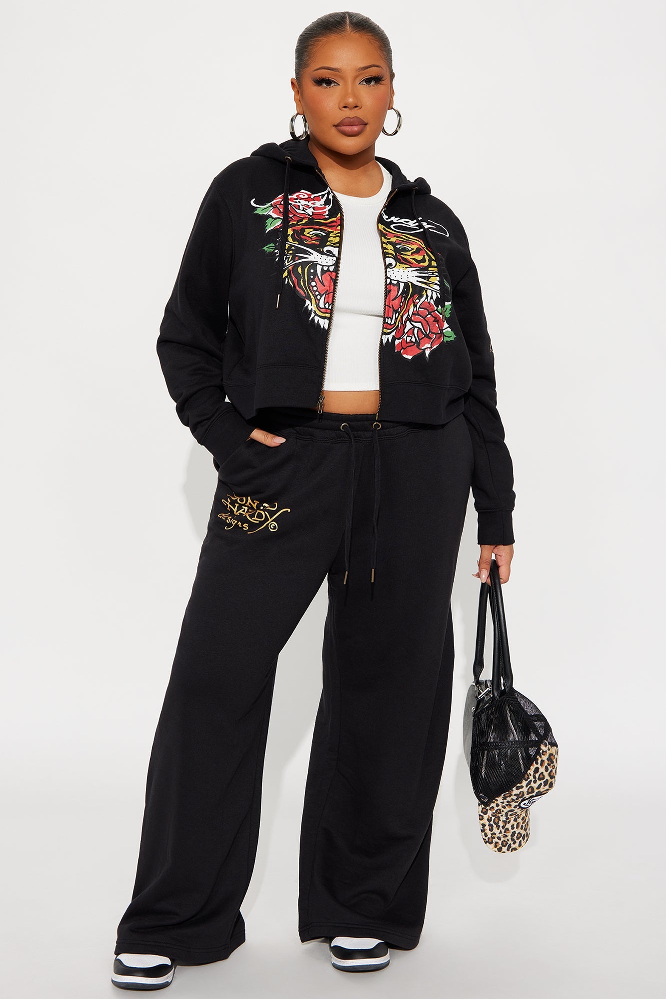 Ed Hardy Retro Tiger Zip Pant - Black