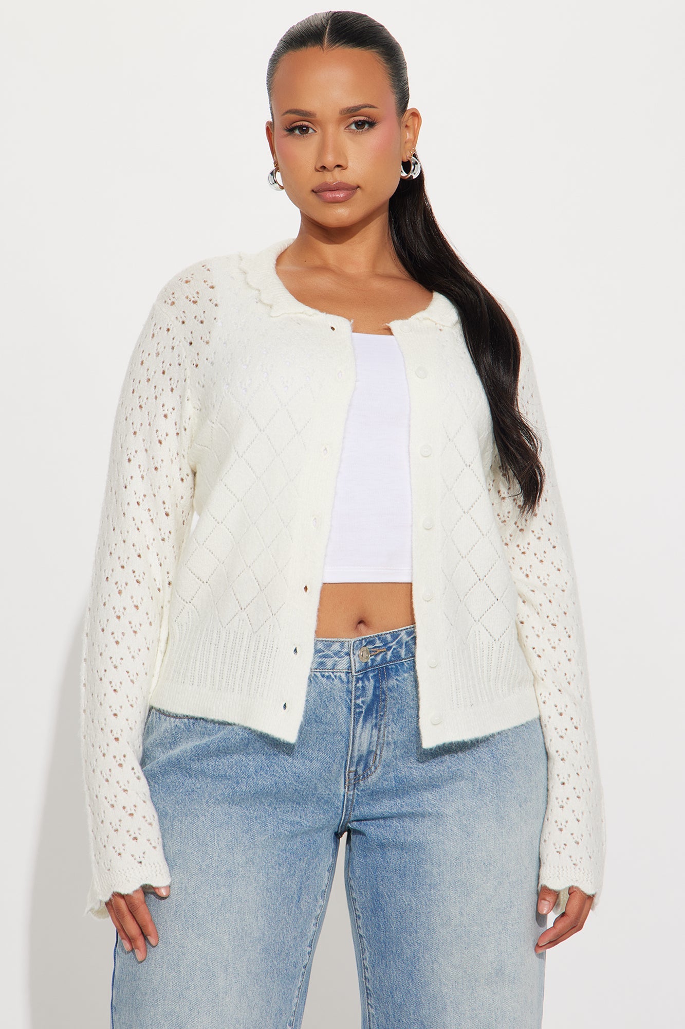 Not Interested Pointelle Cardigan - Off White
