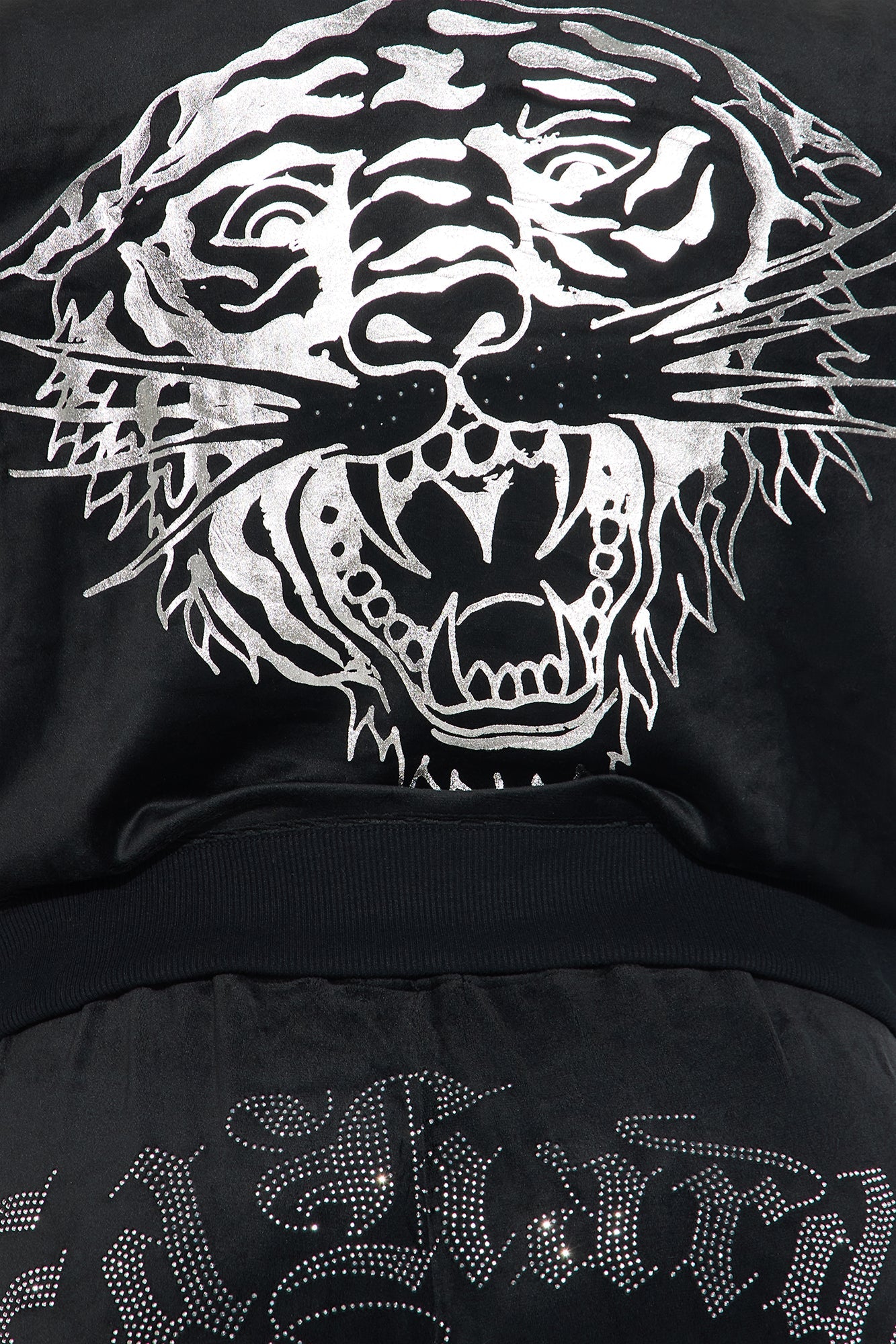 Ed Hardy Silver Tiger Velour Pant Set - Black