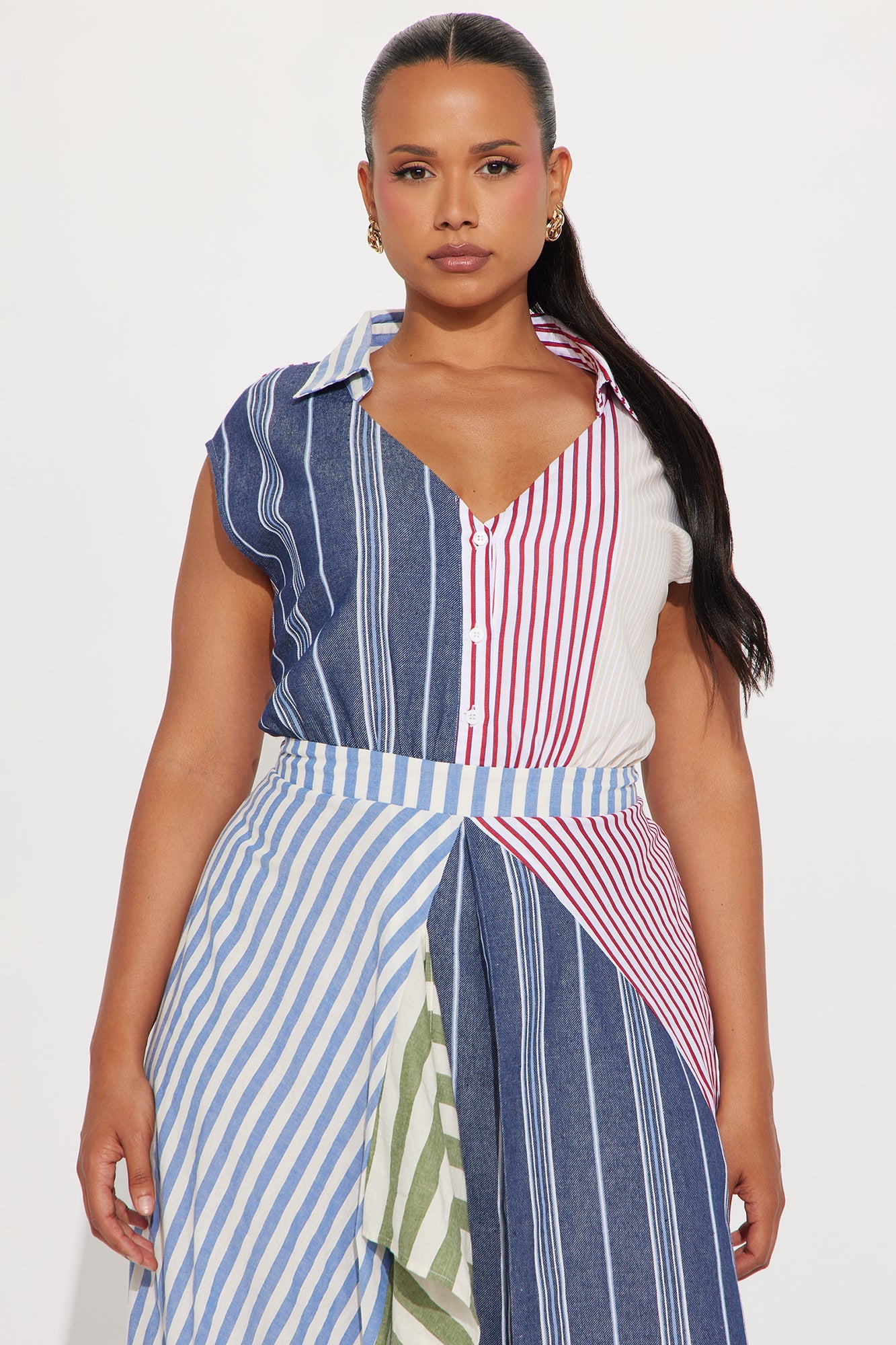 Verona Striped Shirt Maxi Dress - Blue/combo