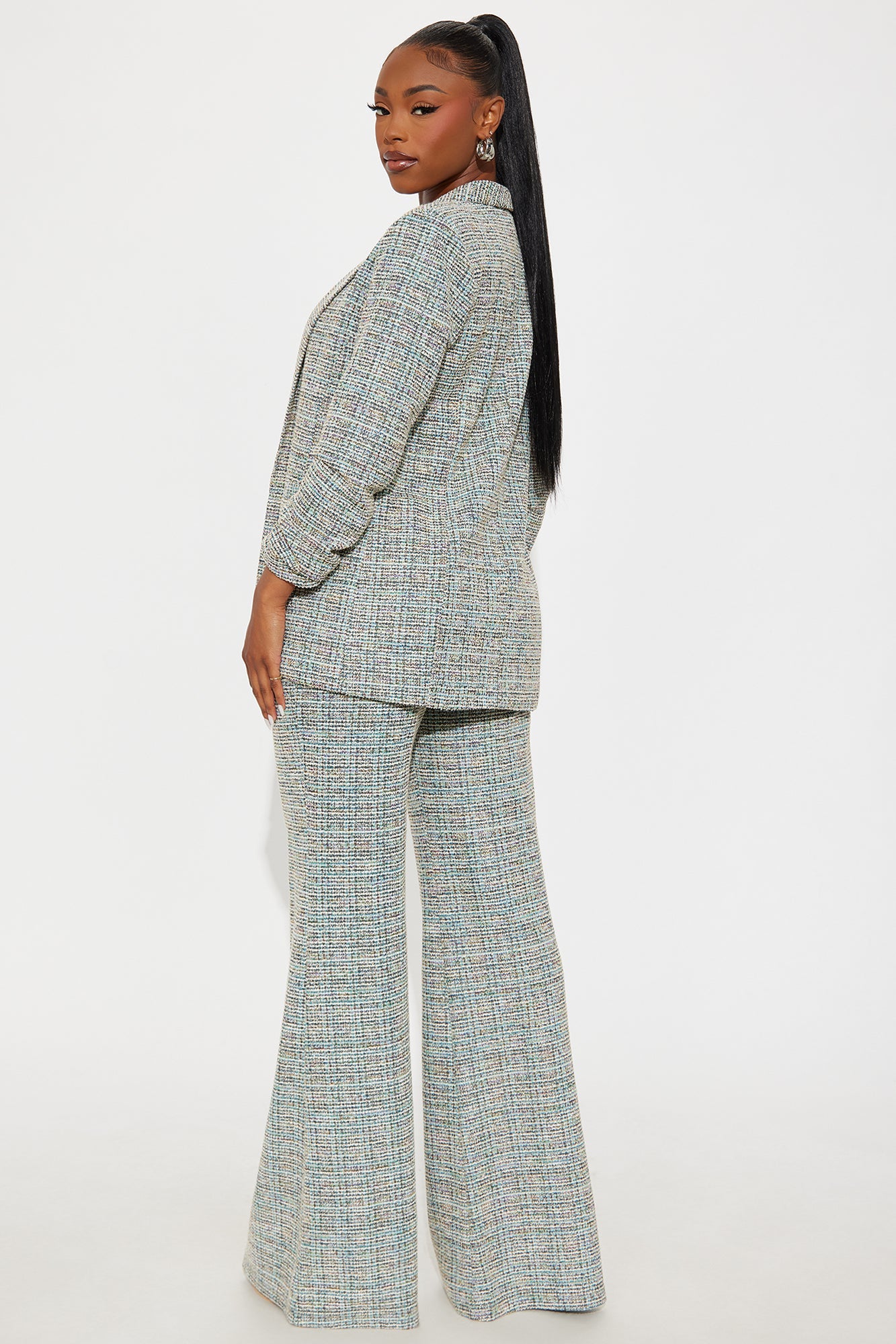 High Priority Knit Tweed Blazer Pant Set - Multi Color