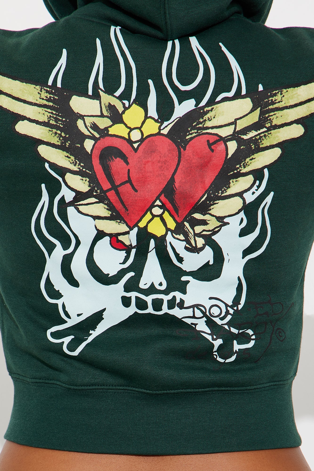 Ed Hardy Twin Flame Zip Up Hoodie - Hunter Green