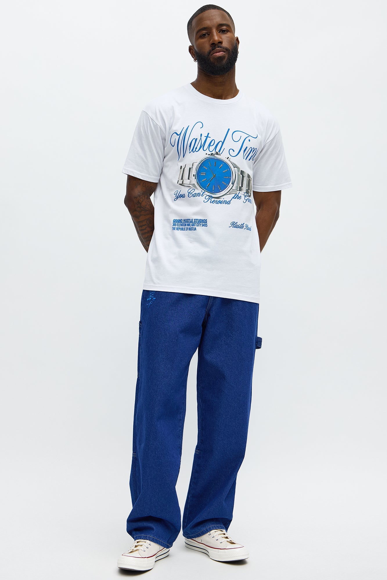 Stop Wasting Time Hustle Short Sleeve Tee - White