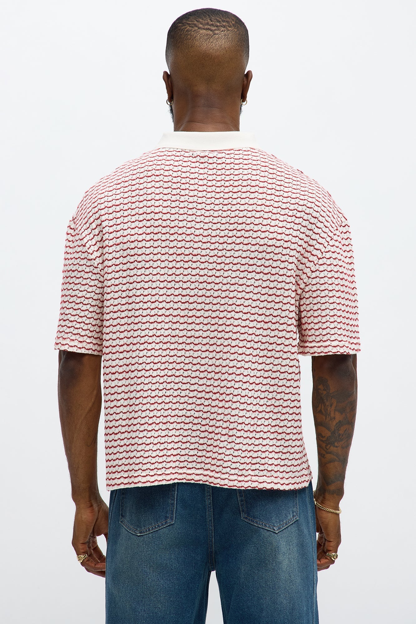 Regular Fit Color Block Button up Sweater Shirt - Cream/combo