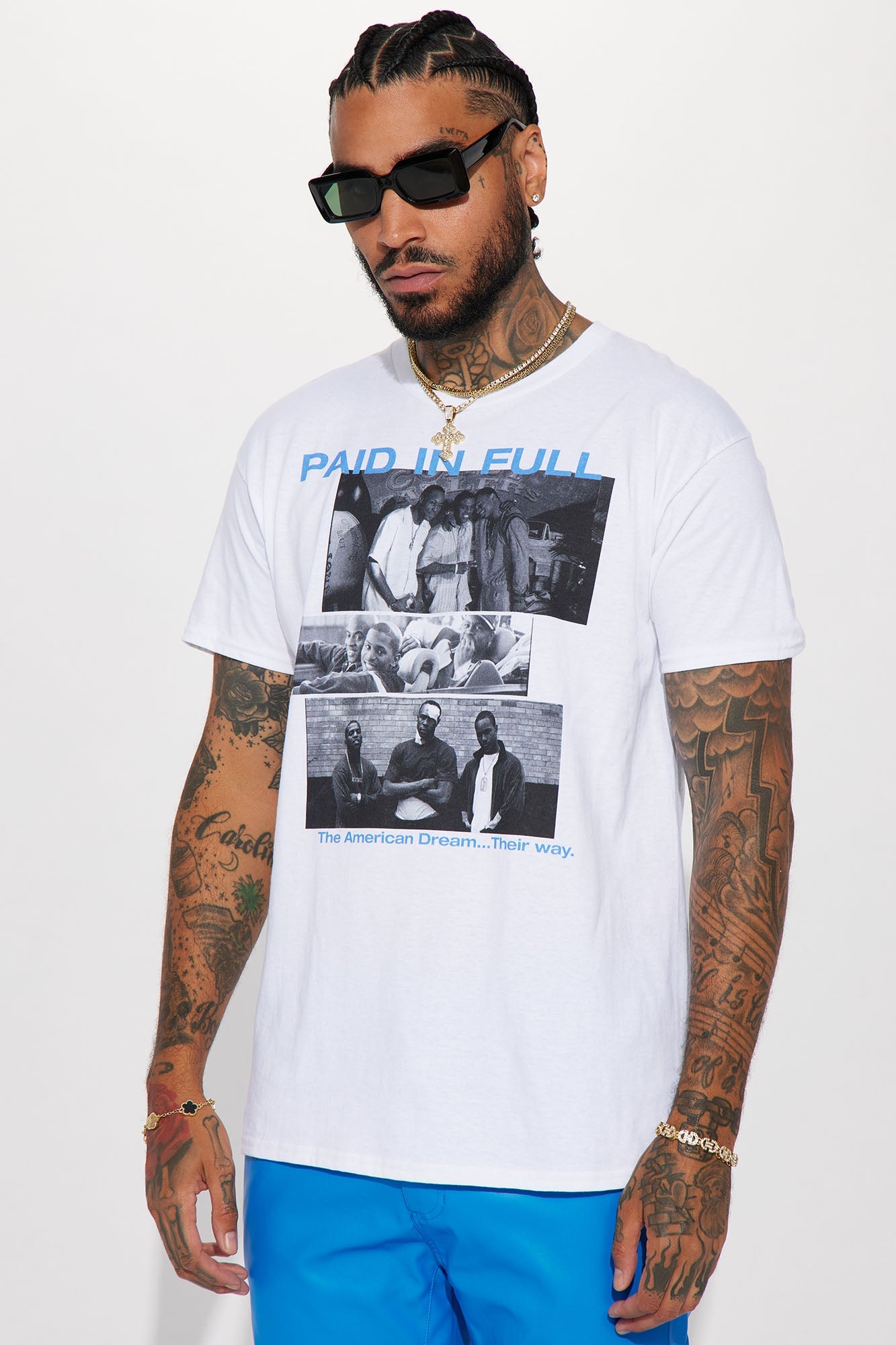 Paid In Full Panels Short Sleeve Tee - White