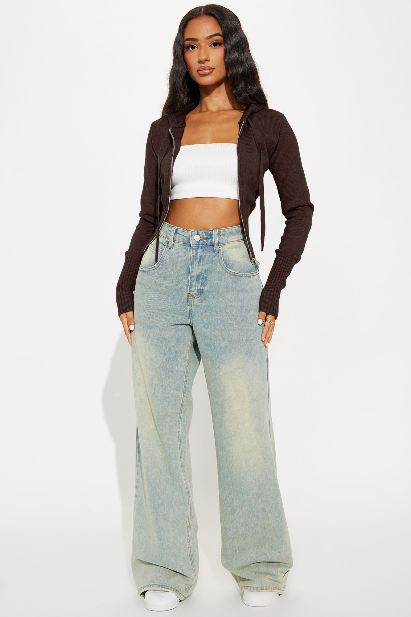 Lana Zip Up Sweater - Chocolate