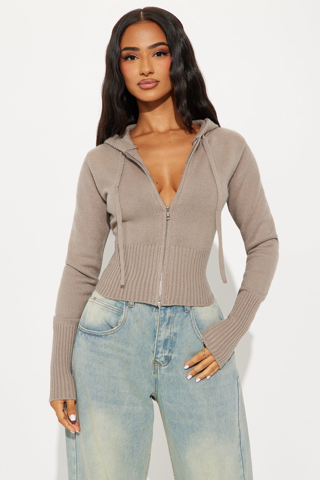Lana Zip Up Sweater - Oatmeal