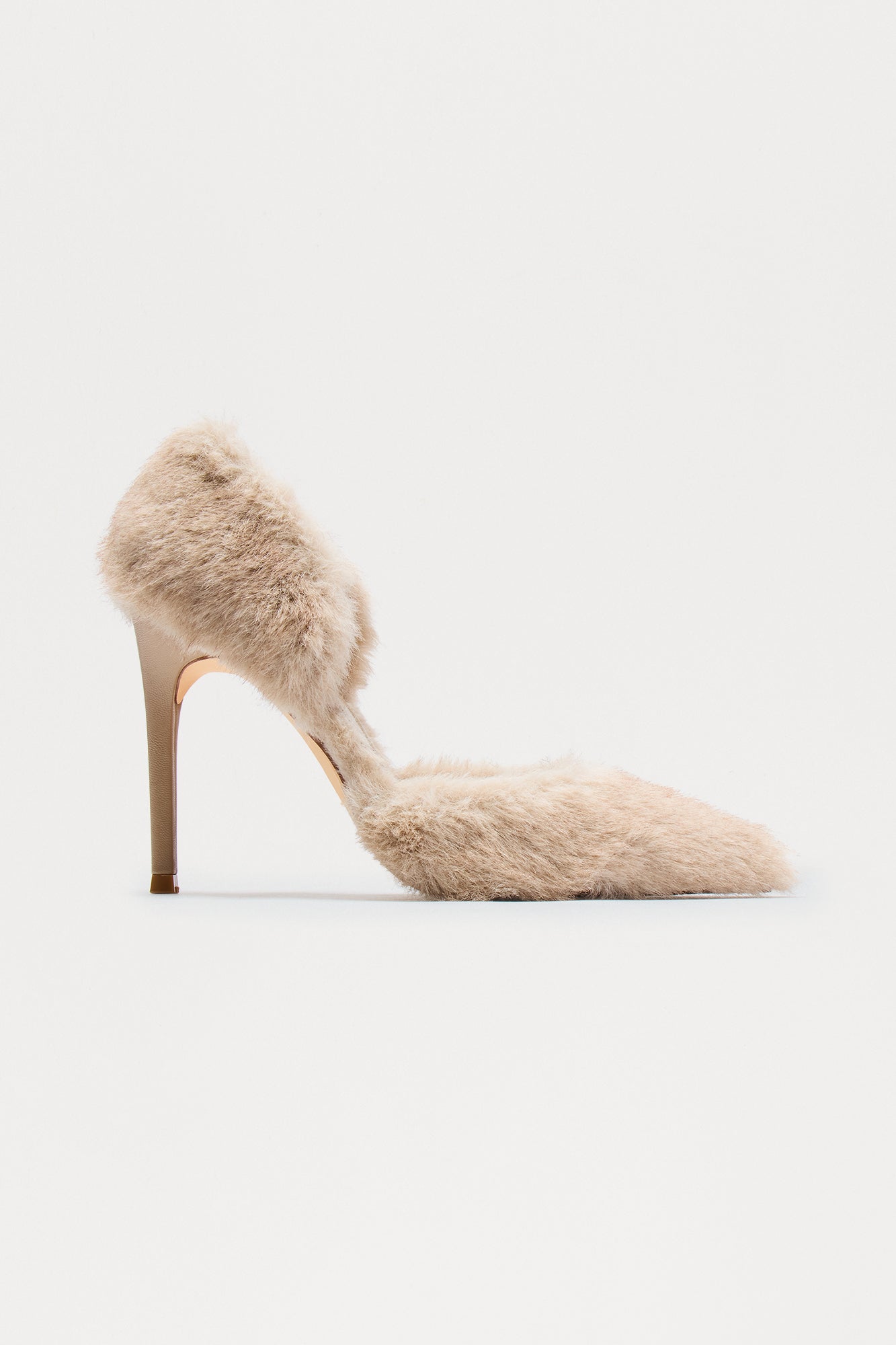 Caribou Faux Fur Pumps - Nude