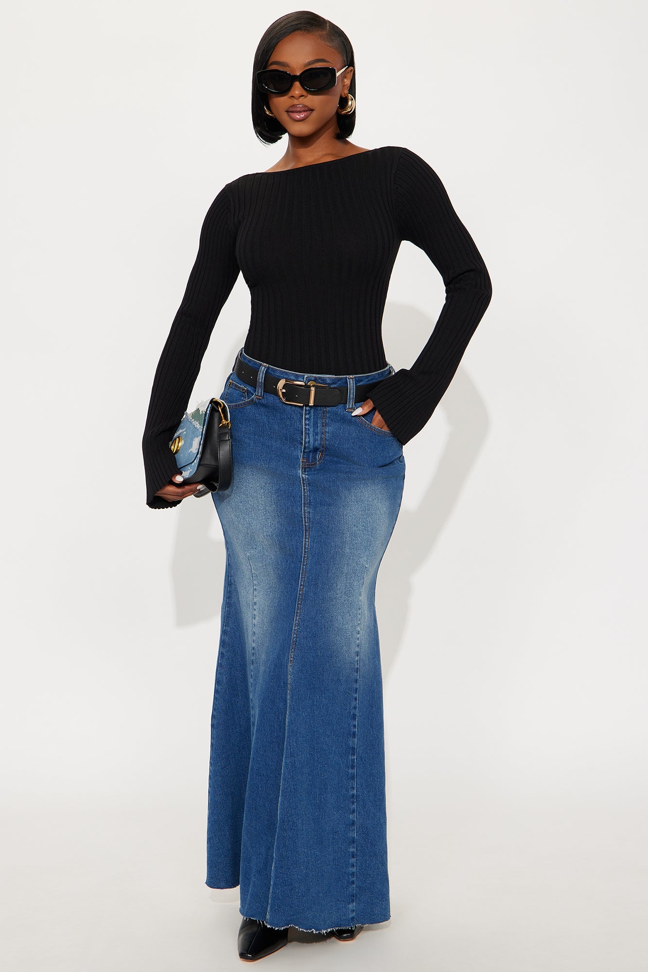 Lany Washed Backless Sweater Top - Black