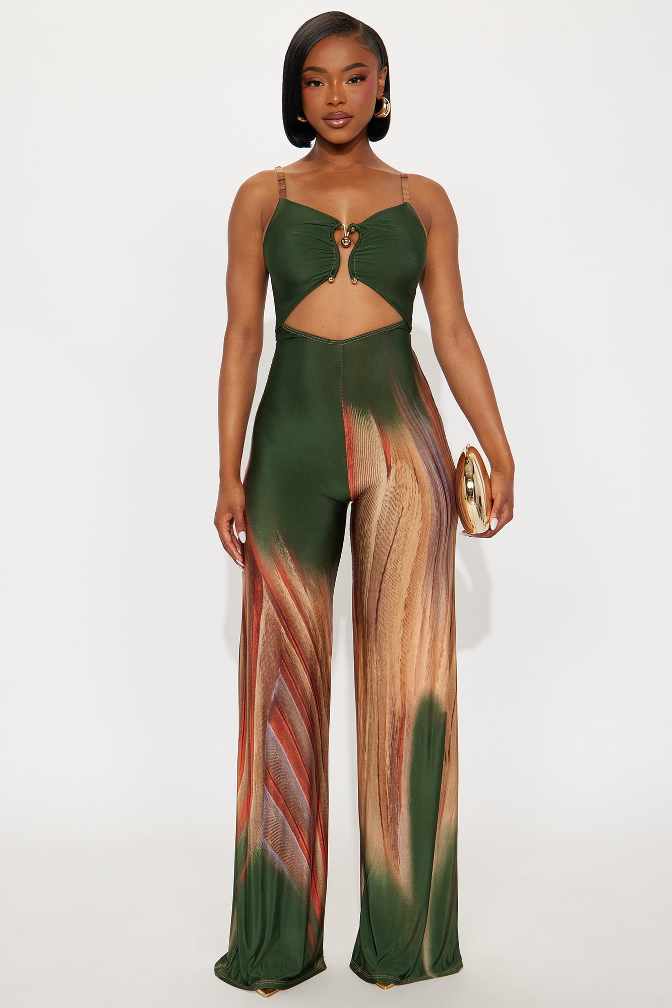 Baddie On Vacation Jumpsuit - Olive/combo