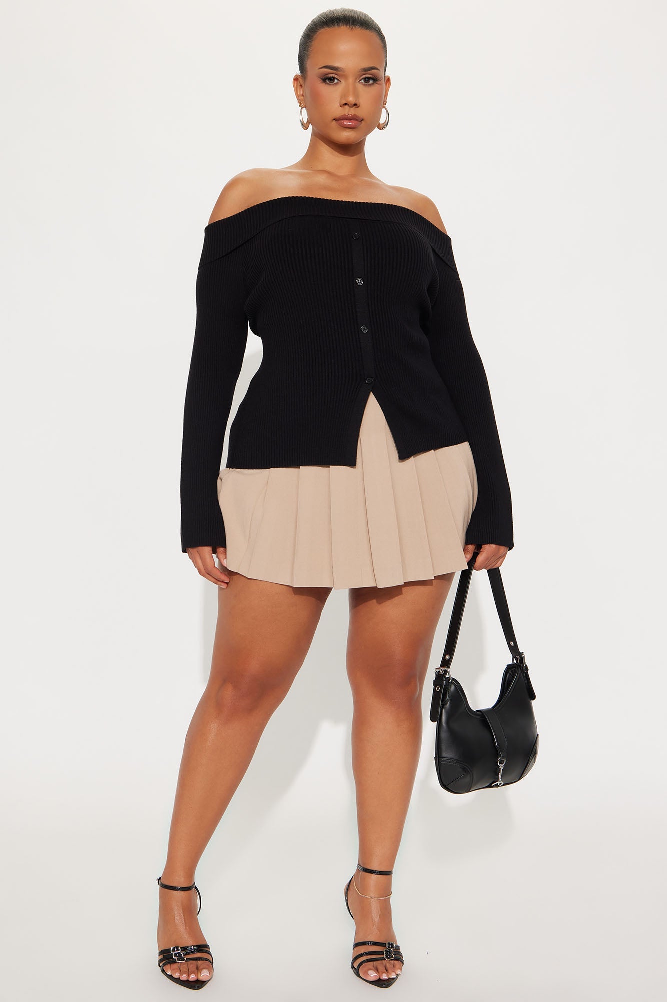 Make Time For Me Foldover Sweater - Black