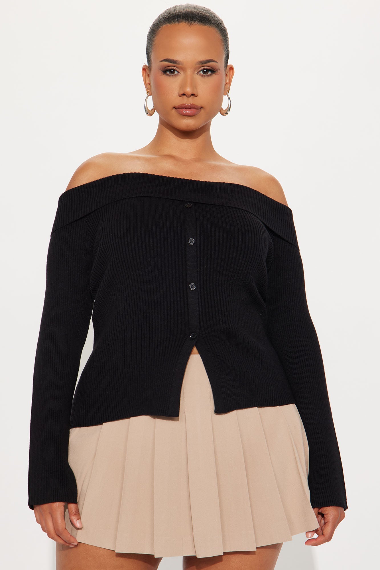 Make Time For Me Foldover Sweater - Black