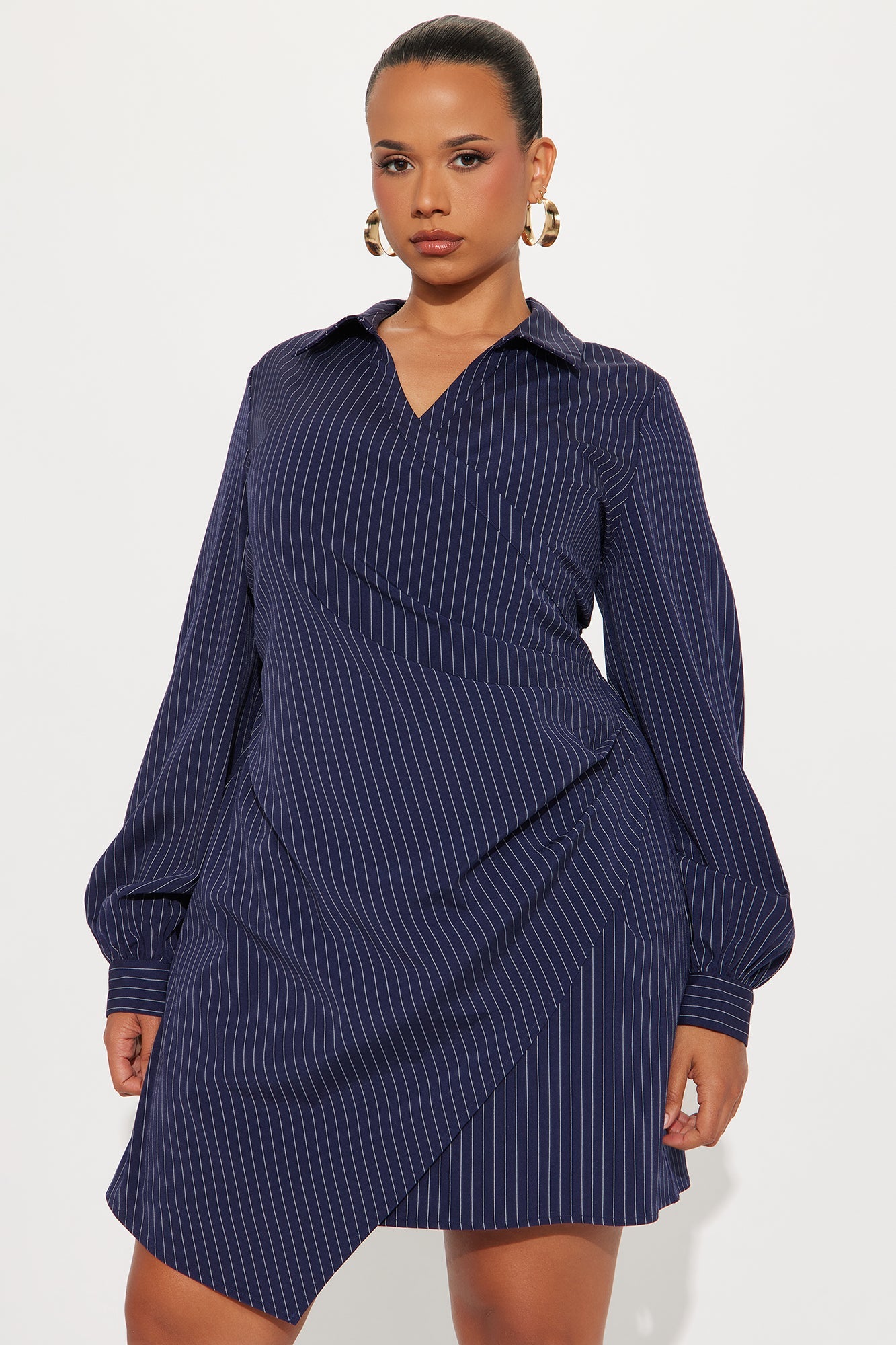 Valeria Pinstripe Mini Dress - Navy
