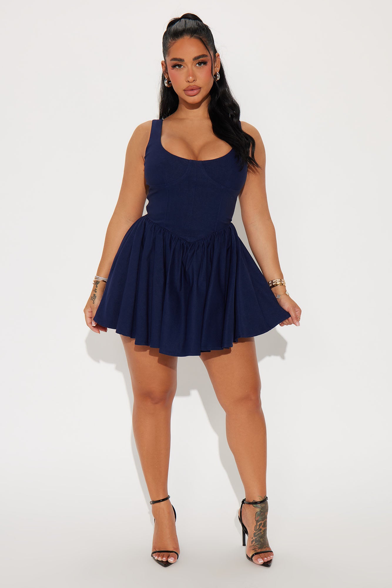 Valentine Twill Mini Dress - Navy
