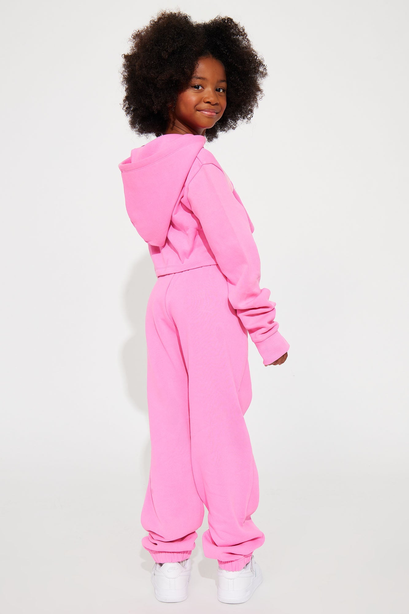 Mini Los Angeles Angel Cropped Fleece Jogger Set - Pink
