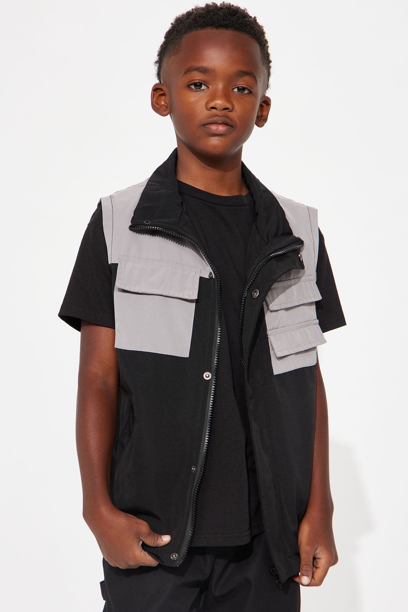 Mini Where I Belong Nylon Vest - Black/Grey