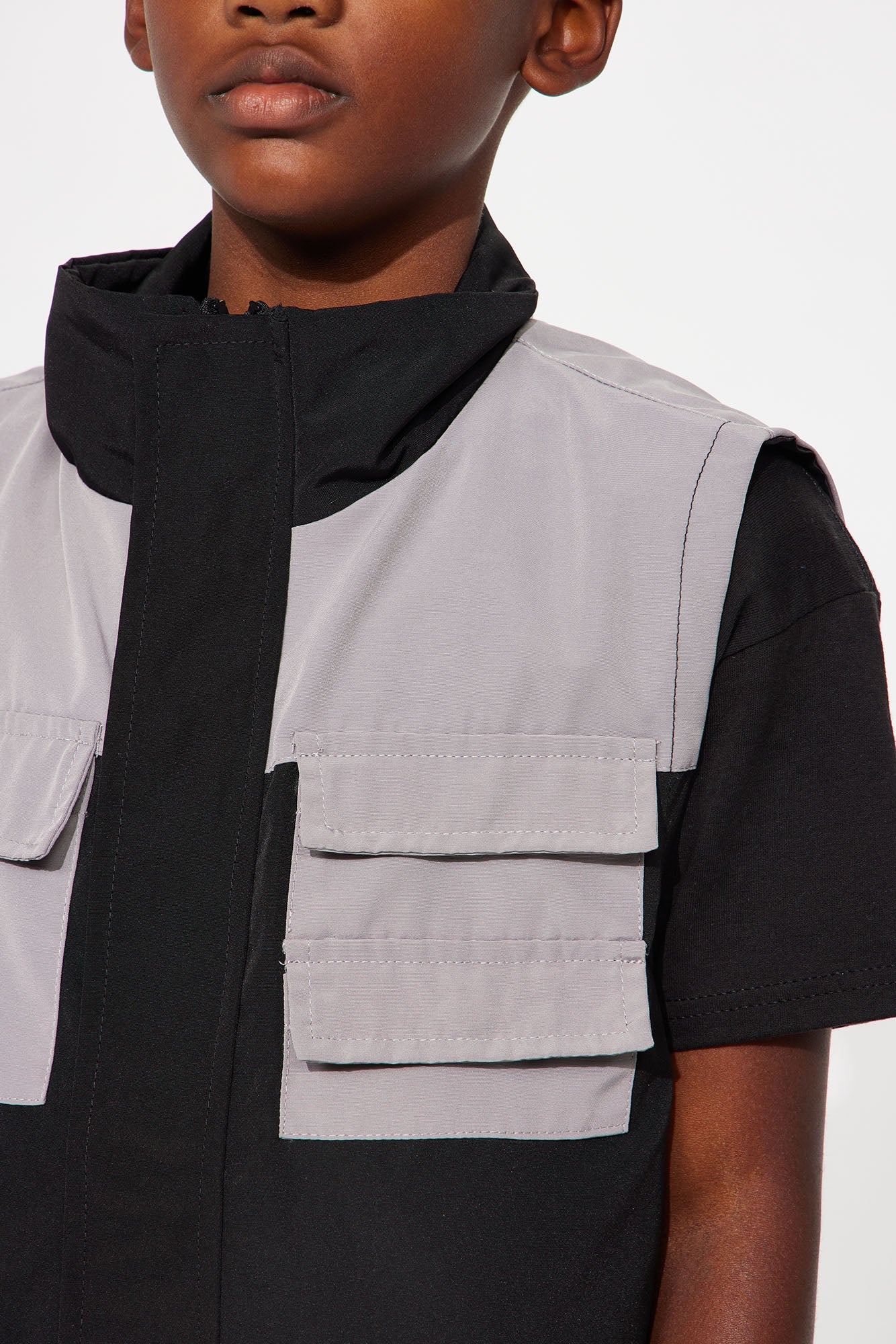 Mini Where I Belong Nylon Vest - Black/Grey